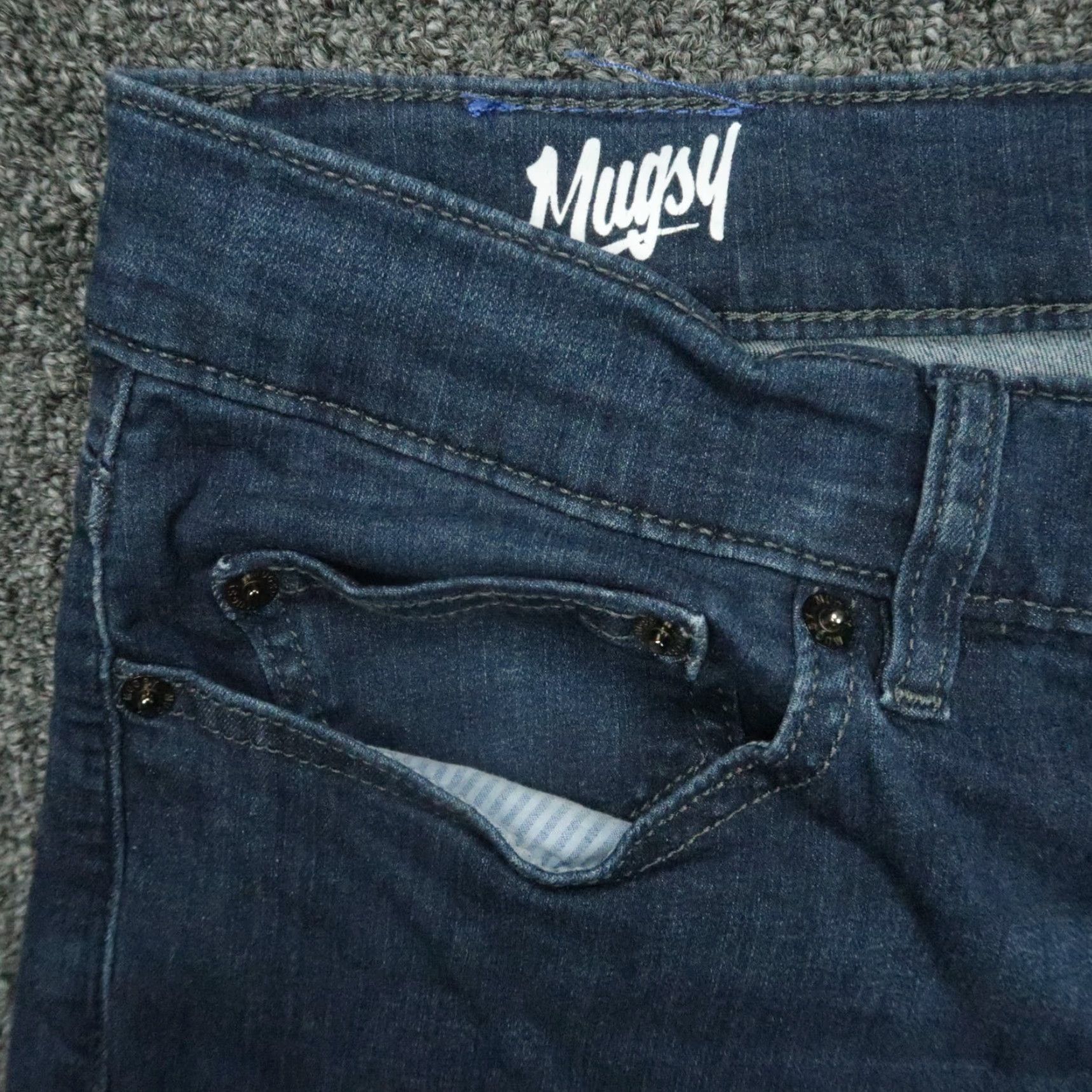 Vintage Mugsy Jeans Mens 42x30 Blue Fultons Straight Stretch 5 Pocket Jeans Size US 42 / EU 58 - 3 Thumbnail