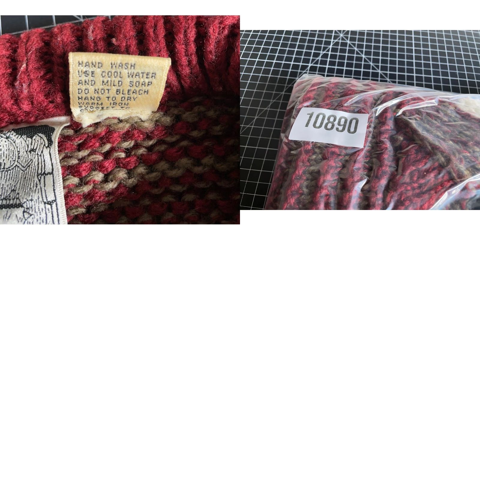 Vintage VINTAGE 80s Leather Trim Heavyweight Knit Sweater Men's Large Red Crewneck Pullover Striped Casual Essentials Mens Size US L / EU 52-54 / 3 - 9 Thumbnail