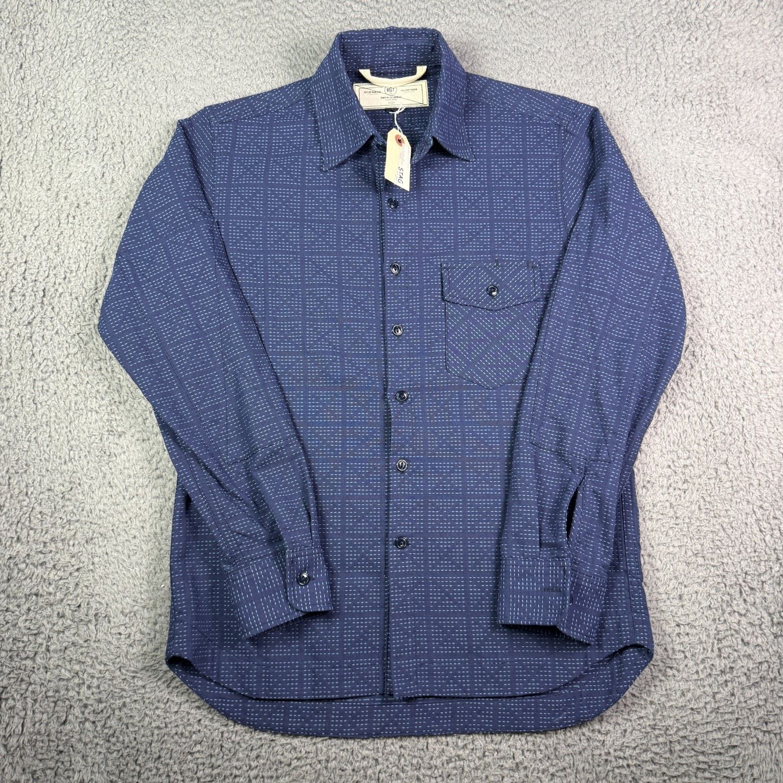 Rogue Territory Rogue Territory Sashiko Oxford Work Shirt Mens S Blue USA Size US S / EU 44-46 / 1 - 2 Thumbnail