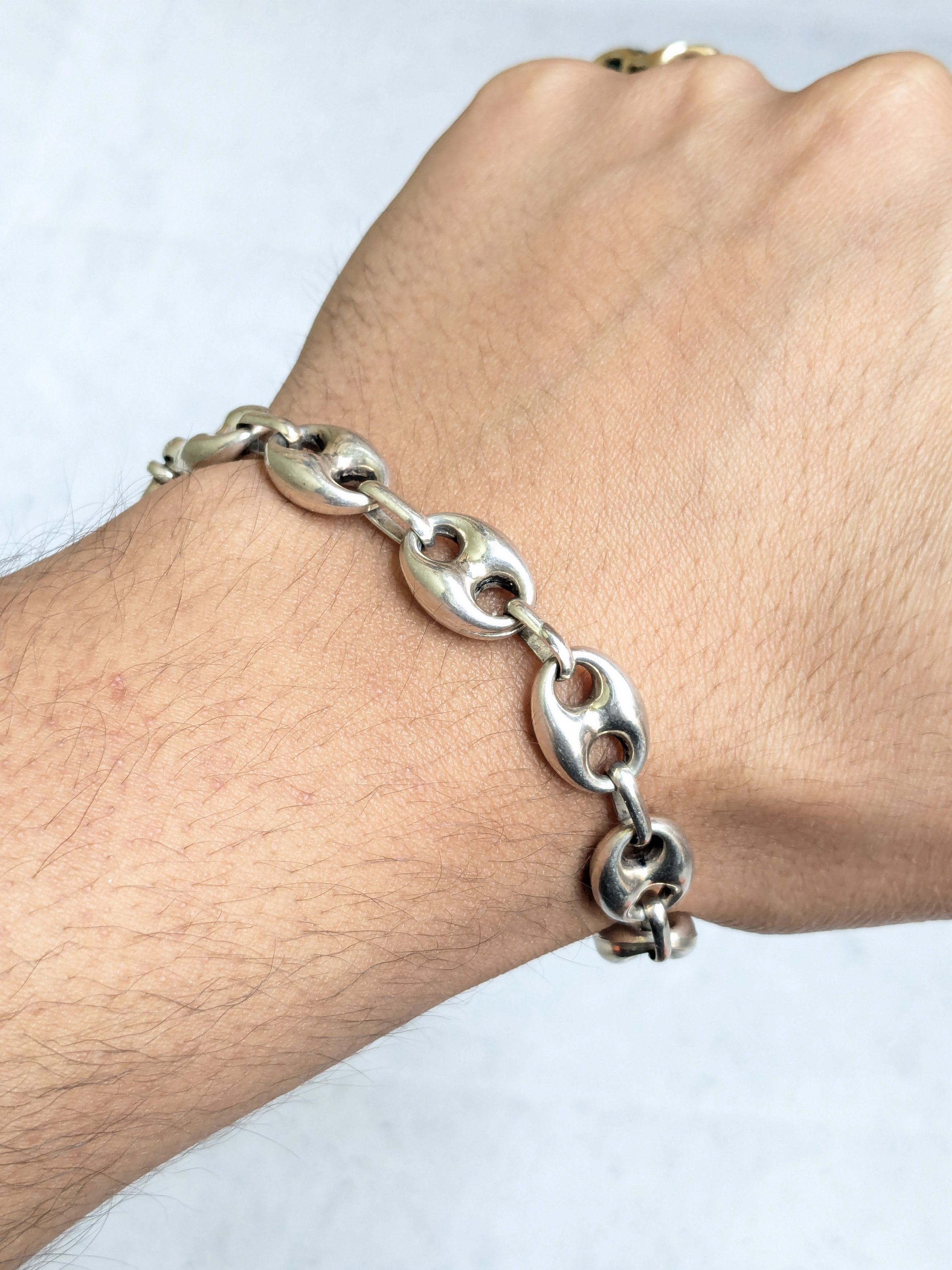 Jewelry Vintage Sterling Silver Anchor Mariner Bracelet 6.75" Hollow Size 26 - 16 Thumbnail
