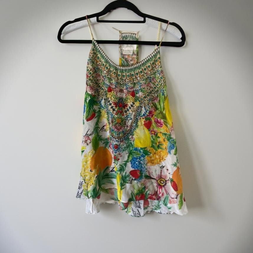 Designer Camilla strappy top. Size XS red, white green yellow floral Size XS / US 0-2 / IT 36-38 - 1 Preview