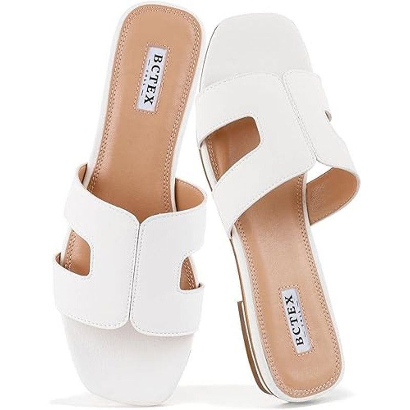 Other Bctex Women's 7 White Faux Leather Open Toe Mule Sandals Size US 7 / IT 37 - 1 Thumbnail