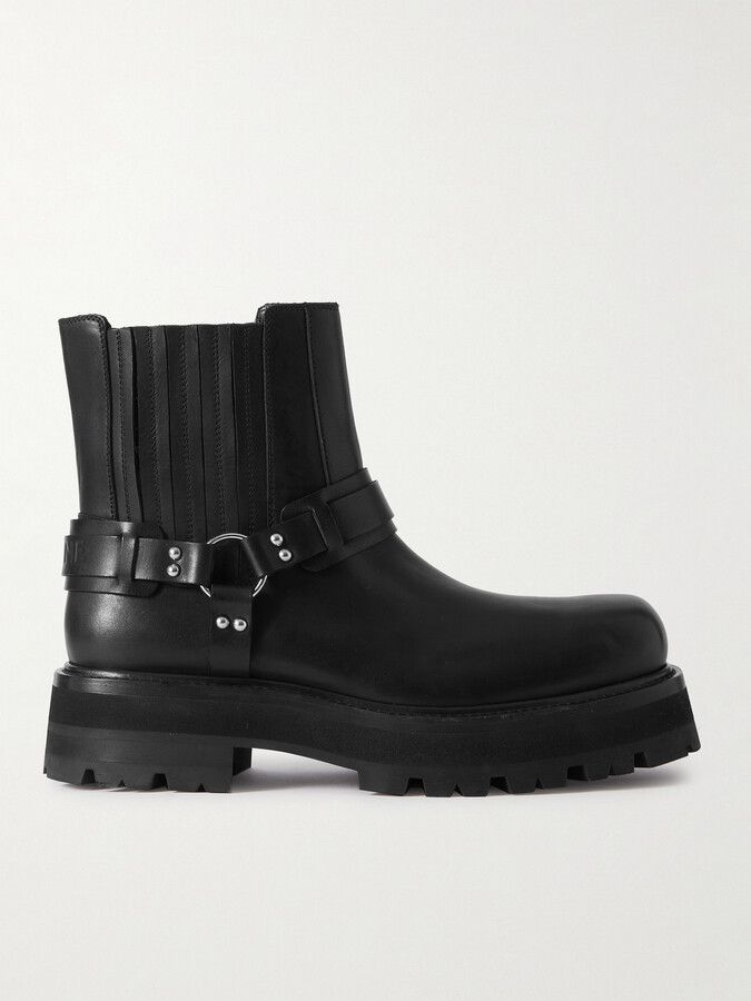 image of Celine Embellished Leather Chelsea Boots in Black, Men's (Size 7)