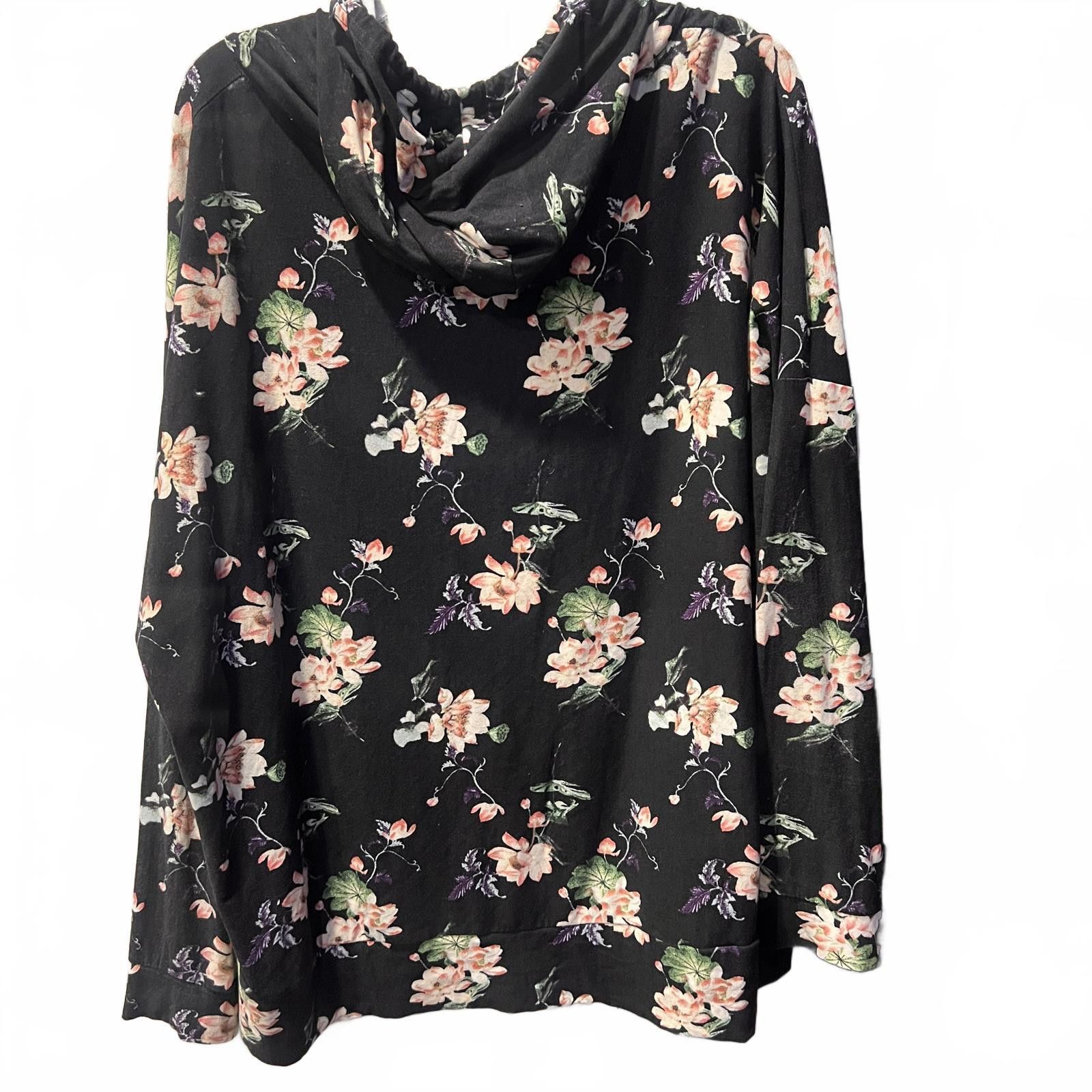 Other Stella Tweed Women's Black Floral Hoodie Sweatshirt Size 3XL / US 20-22 - 2 Thumbnail
