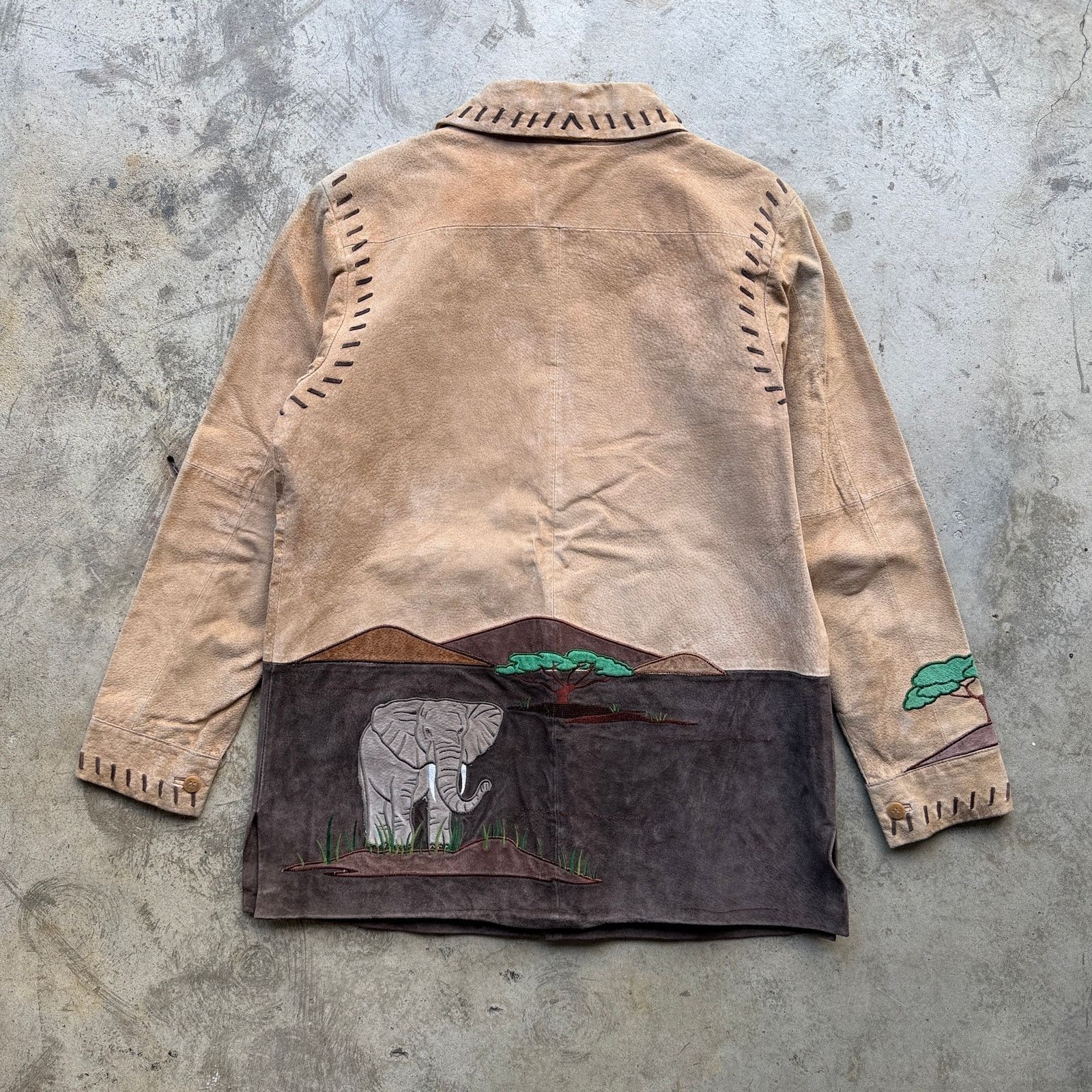 Quacker Factory Vintage 80s Suede Safari Animal Embroidered Leather Jacket S Size S / US 4 / IT 40 - 3 Thumbnail