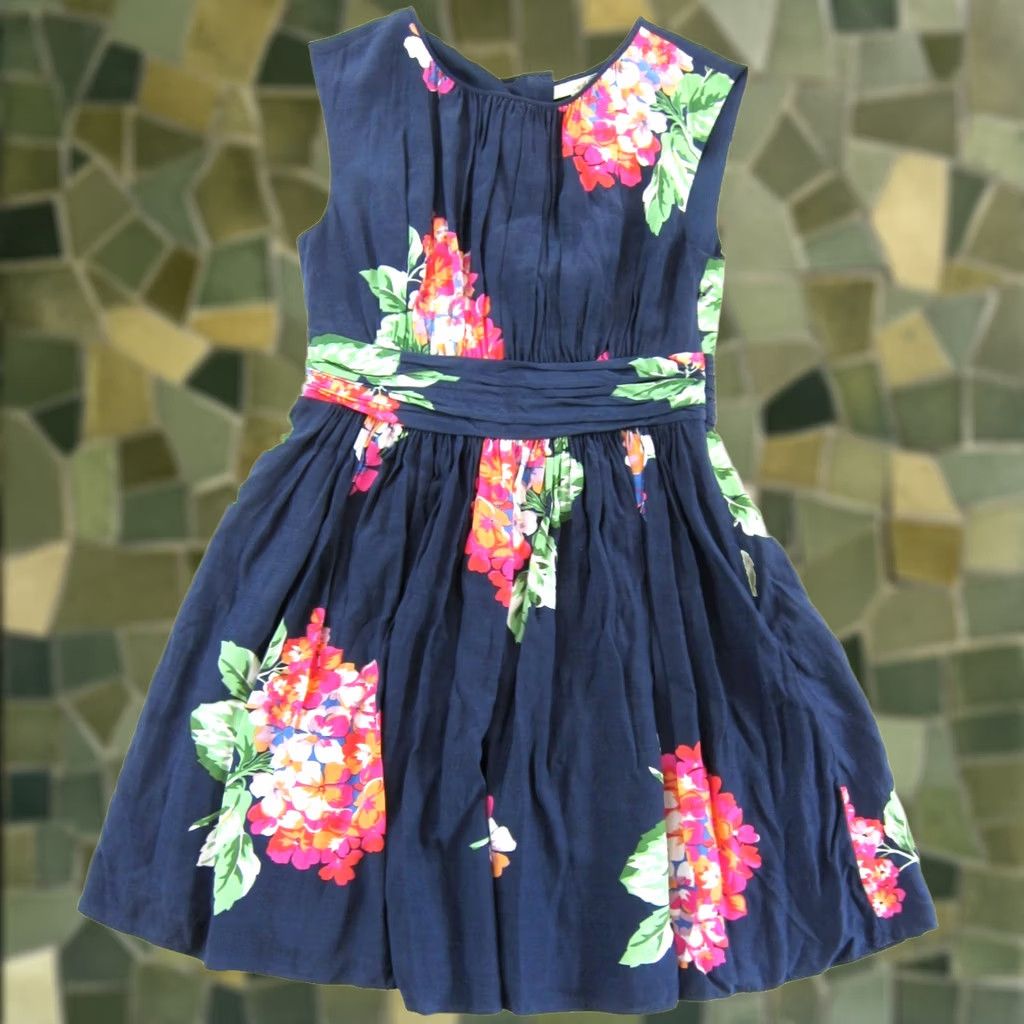 Boden Boden Navy Blue Pink Green Floral Sleeveless Ruched Sheath Tank Sun Dress 12P Size XL / US 12-14 / IT 48-50 - 1 Thumbnail