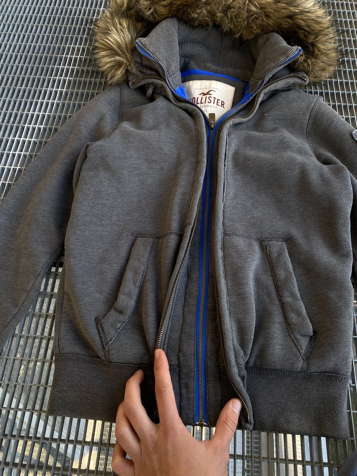 Streetwear Hollister Y2K Fur Double Zip Hoodie Sweaters Knitwear