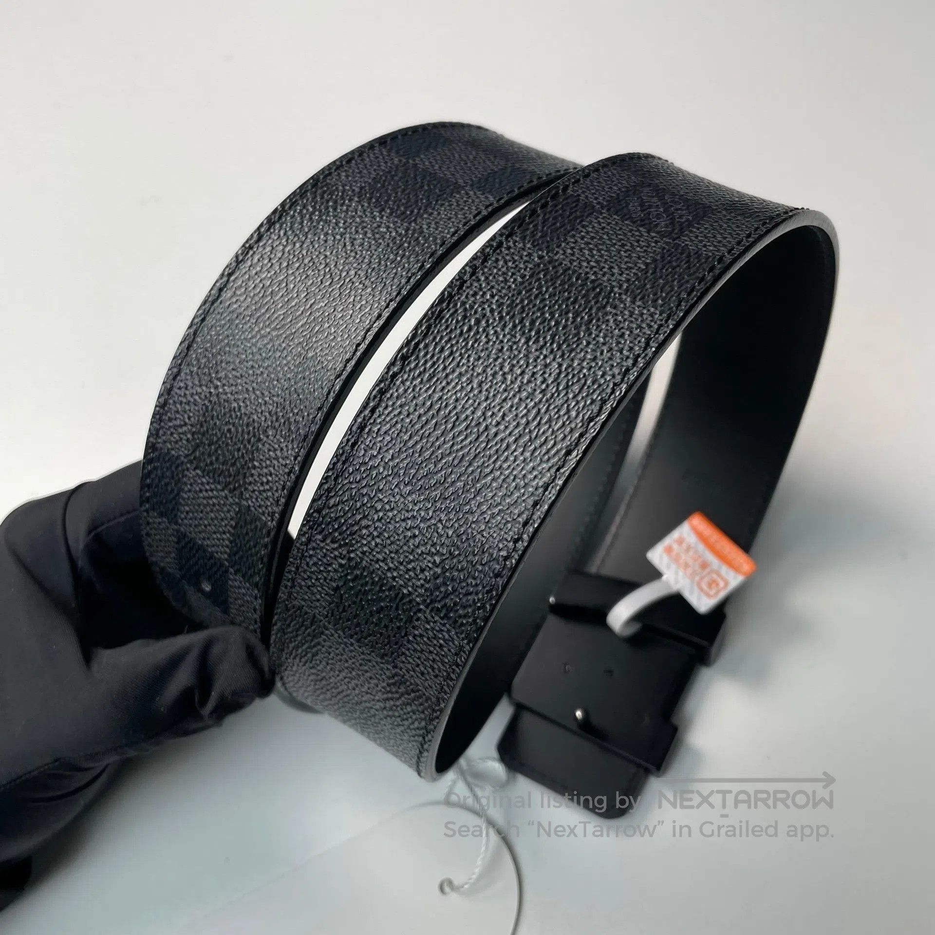 Louis Vuitton Louis Vuitton size 85 Black checkered letter leather belt| Size ONE SIZE - 5 Thumbnail