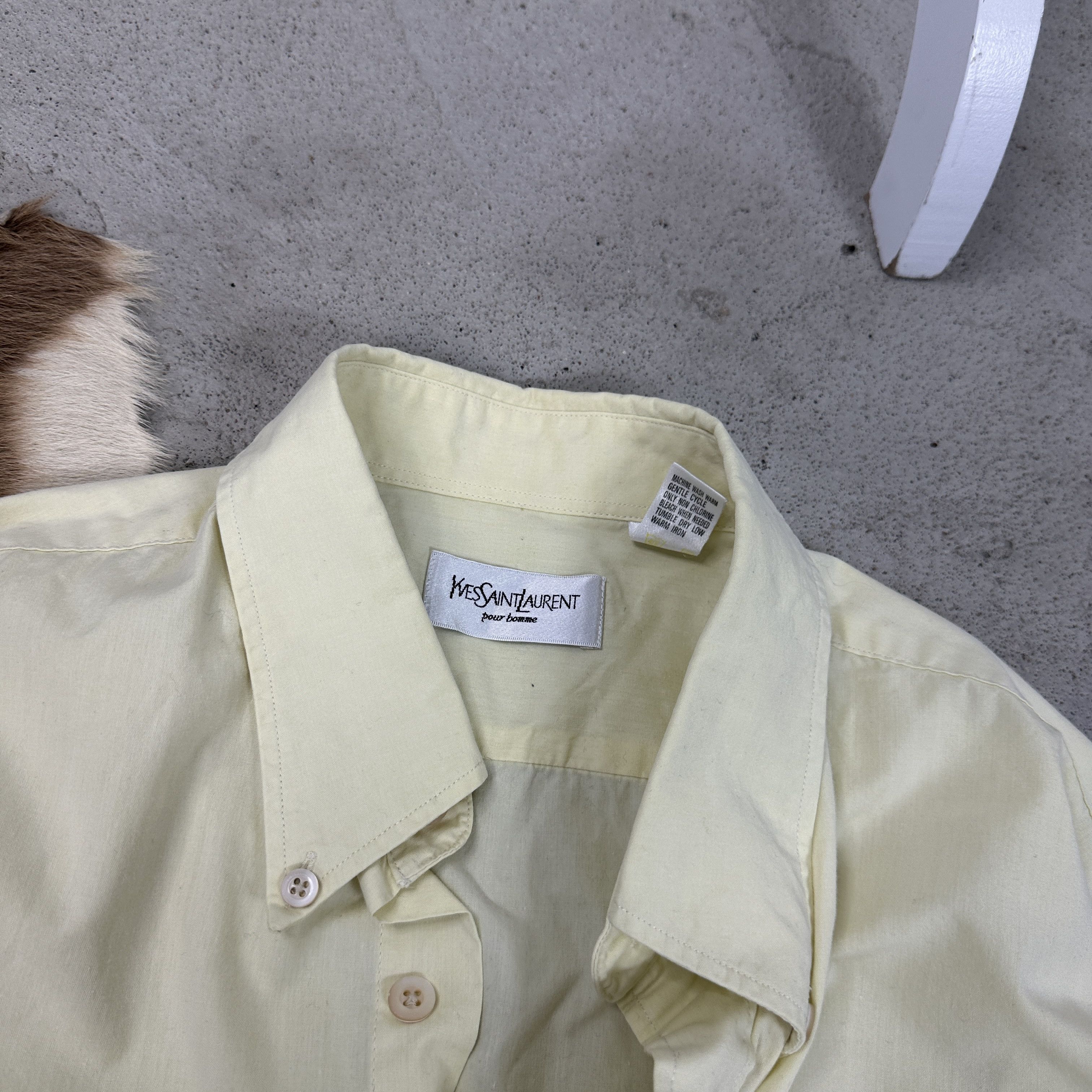 Vintage × Yves Saint Laurent Vintage Preppy Butter Yellow Yves Saint Laurent Shirt Size US XL / EU 56 / 4 - 3 Thumbnail