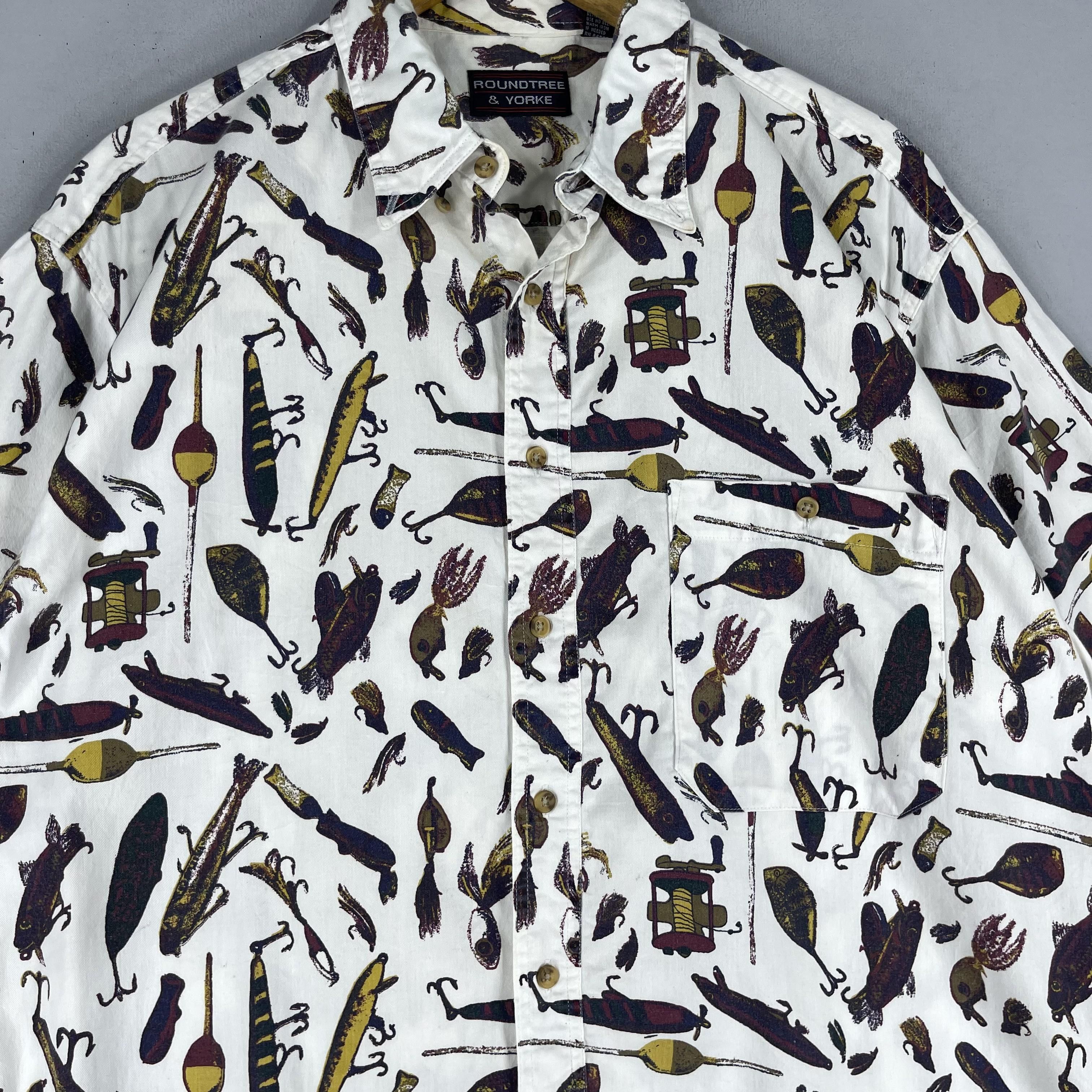 Japanese Brand × Vintage Vintage 90s Pop Art Fishing Equipment Button Up Shirt Size US L / EU 52-54 / 3 - 2 Thumbnail