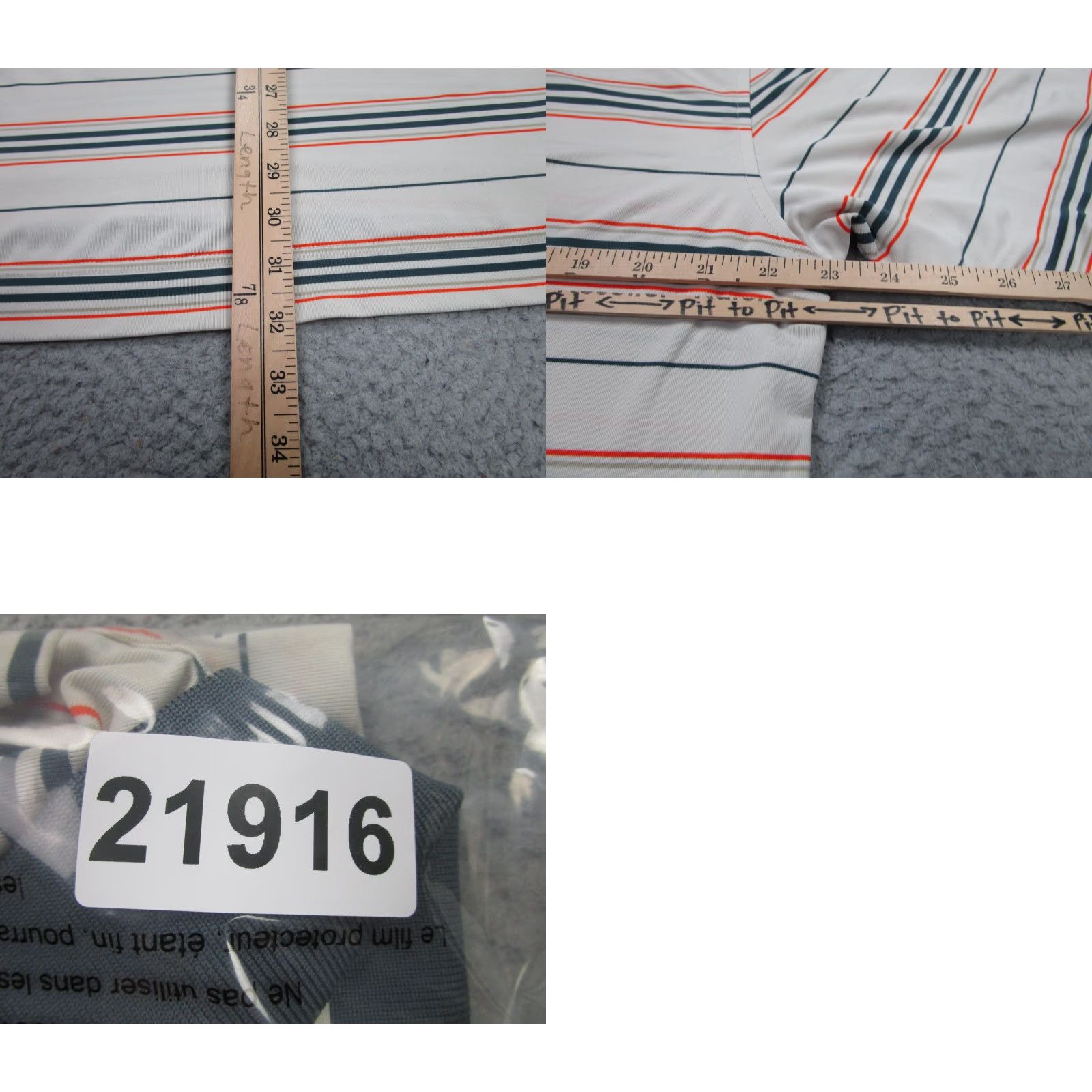 Footjoy FootJoy Polo Mens Medium Stripe Valencia CC Golf Performance Gray Orange Shirt Size US XL / EU 56 / 4 - 8 Thumbnail