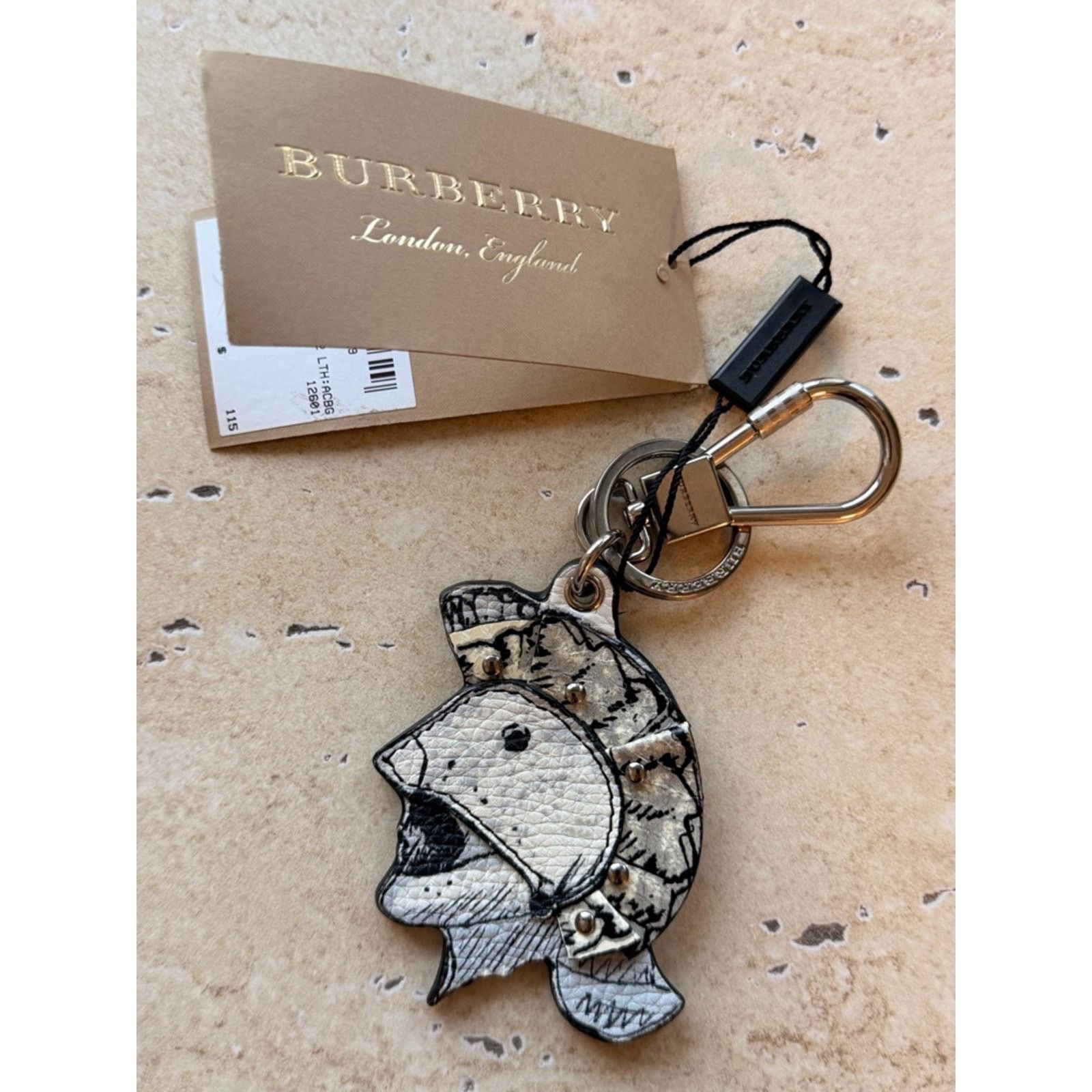 Burberry NWT Burberry Helmet Charm Black and White Keychain Silver Size ONE SIZE - 3 Thumbnail
