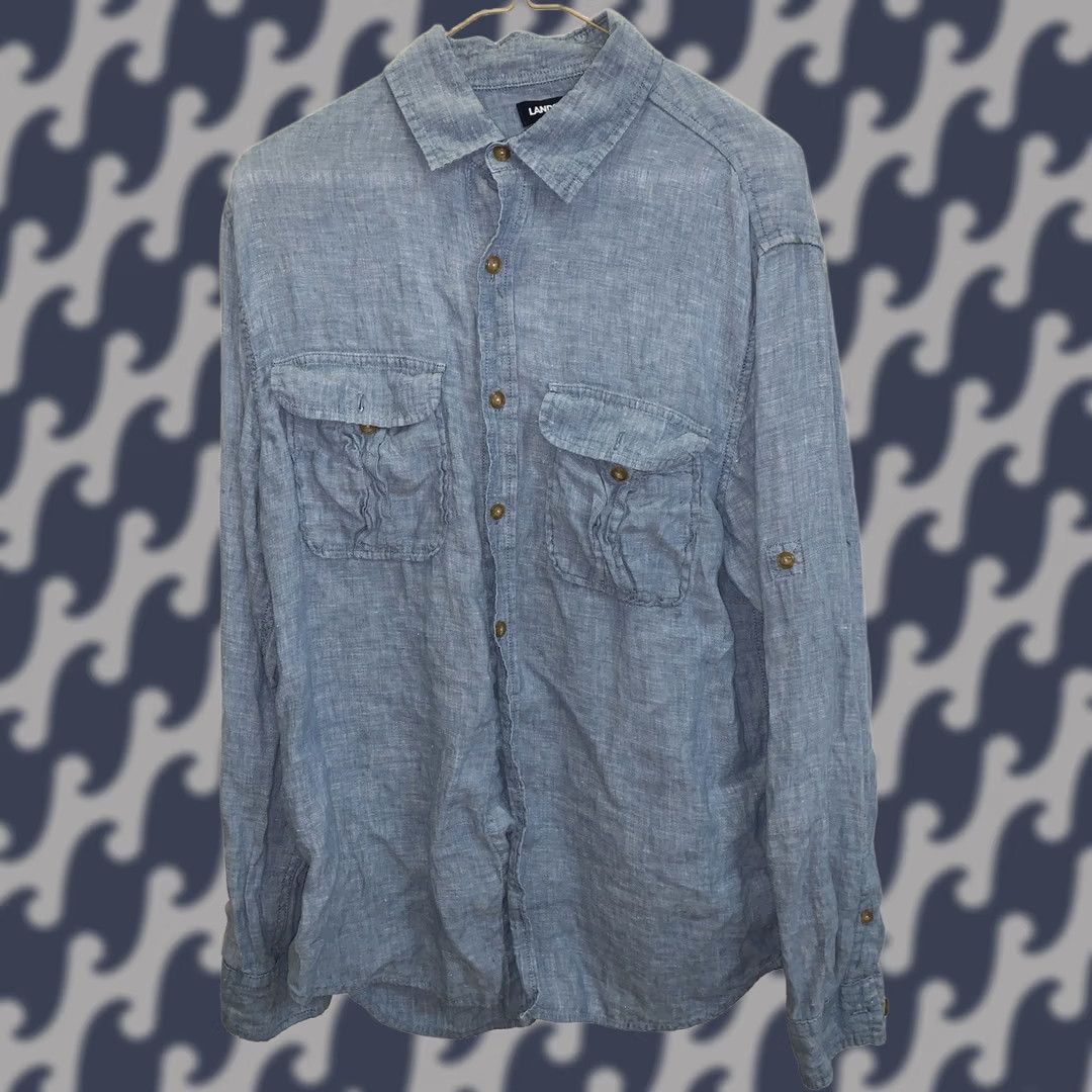 Lands' End Lands' End Denim Shirt Medium Blue Long Sleeve Button Down Size US M / EU 48-50 / 2 - 1 Thumbnail