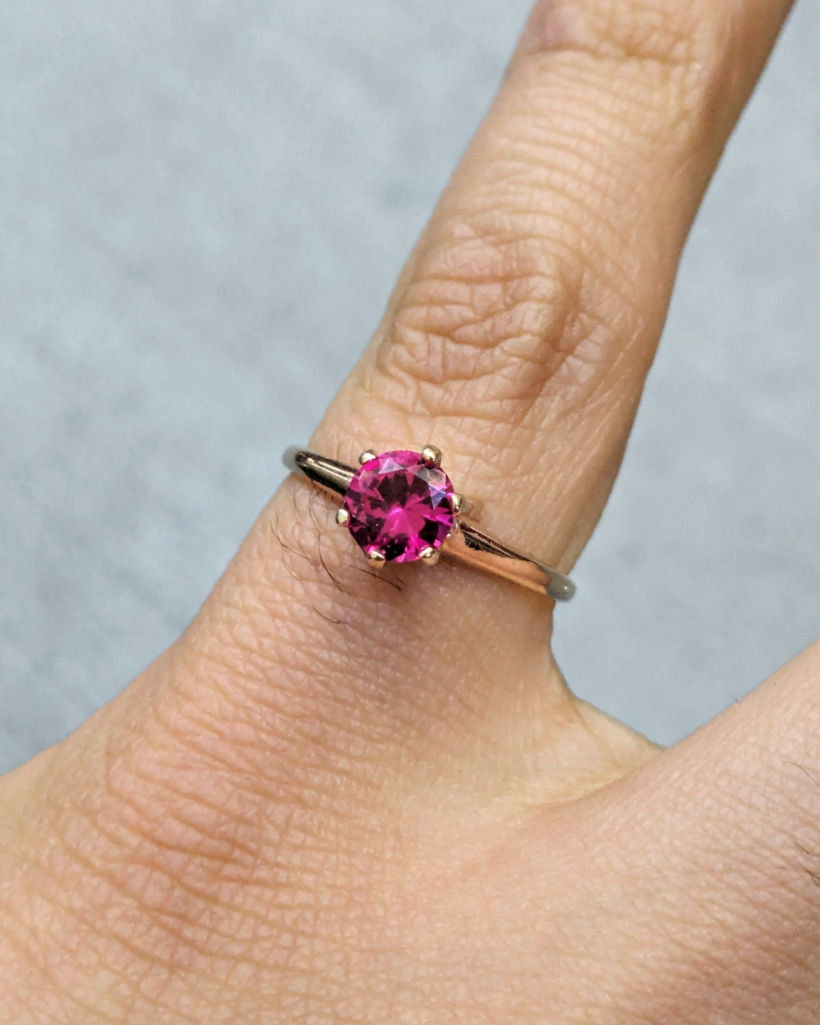 Jewelry 10k Yellow Gold Ring Lab Red Ruby Size 7 Princess Cut Size ONE SIZE - 9 Thumbnail