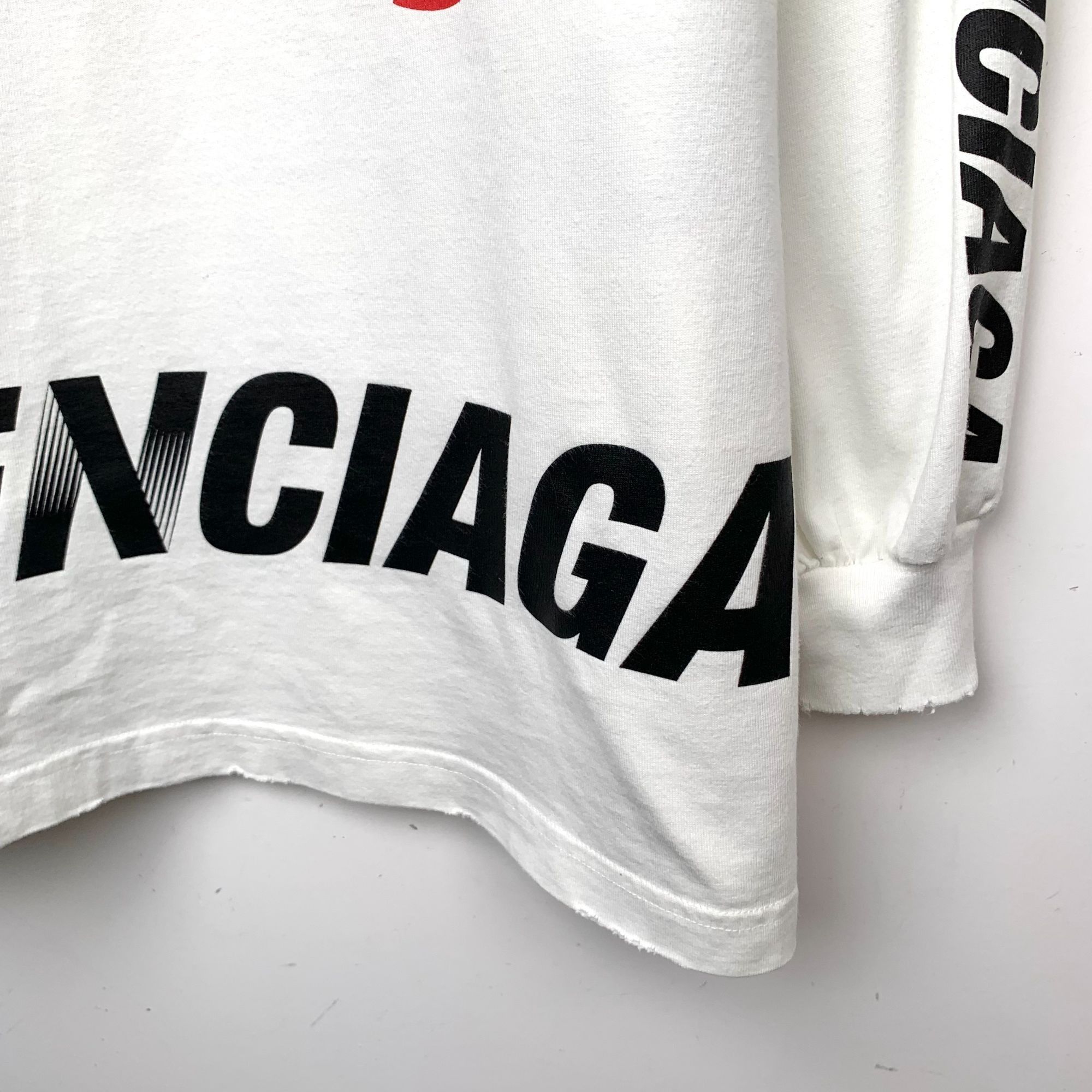 Balenciaga Balenciaga 2023 White Logo Print Cotton Long Sleeve Sweatshi Size L / US 10 / IT 46 - 5 Thumbnail