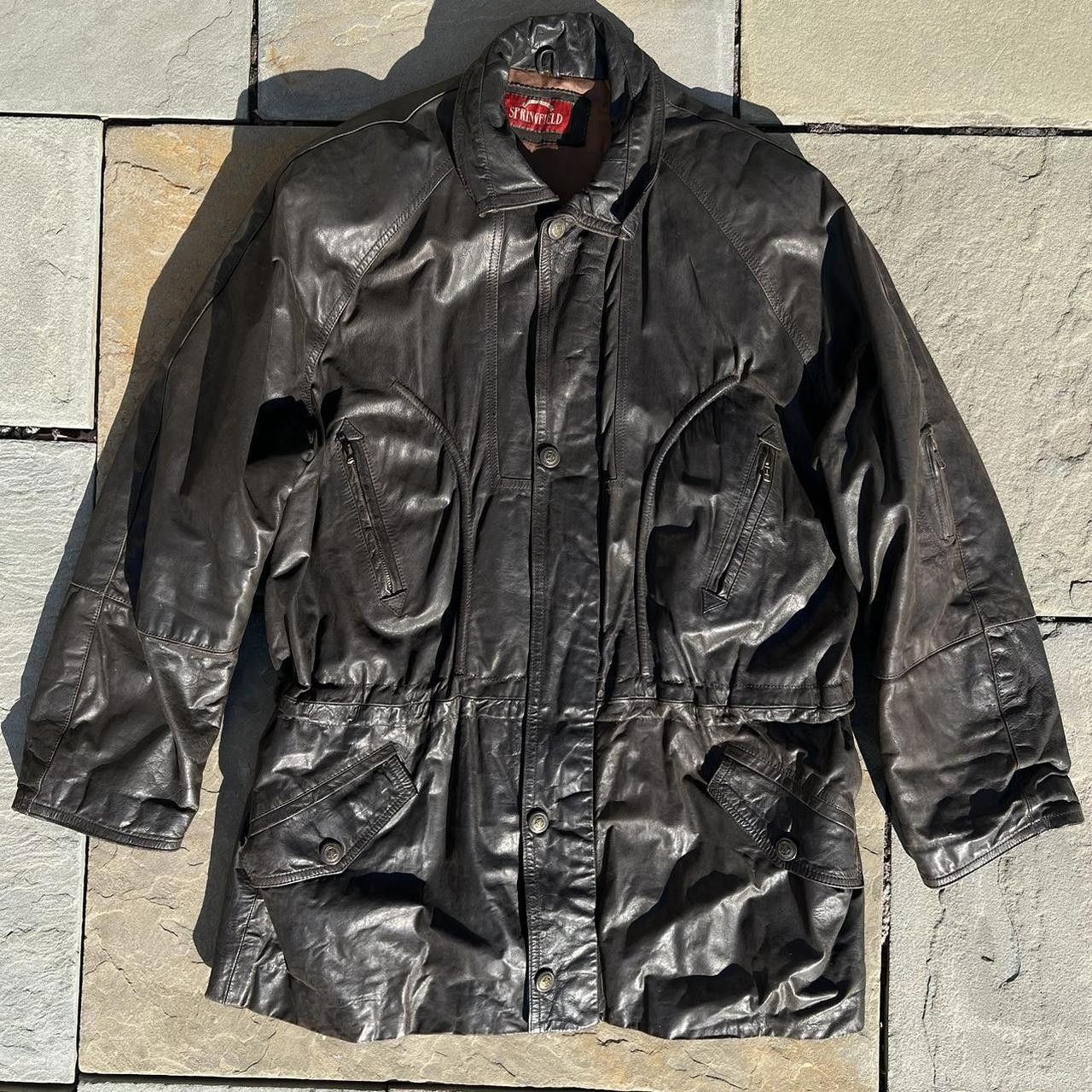 Vintage Vintage 80s Mid-Length Black Leather Jacket Size US L / EU 52-54 / 3 - 1 Thumbnail
