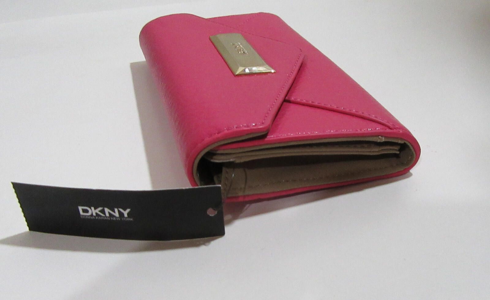 DKNY DKNY Soft Ego Leather Trifold Wallet Fuchsia Pink Envelope Size ONE SIZE - 5 Thumbnail