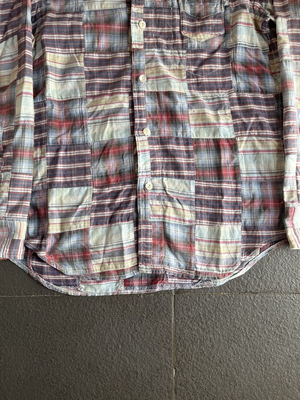 Nanamica Nanamica Patchwork Grunge Japan B/D Shirt Kurt Size US M / EU 48-50 / 2 - 3 Thumbnail