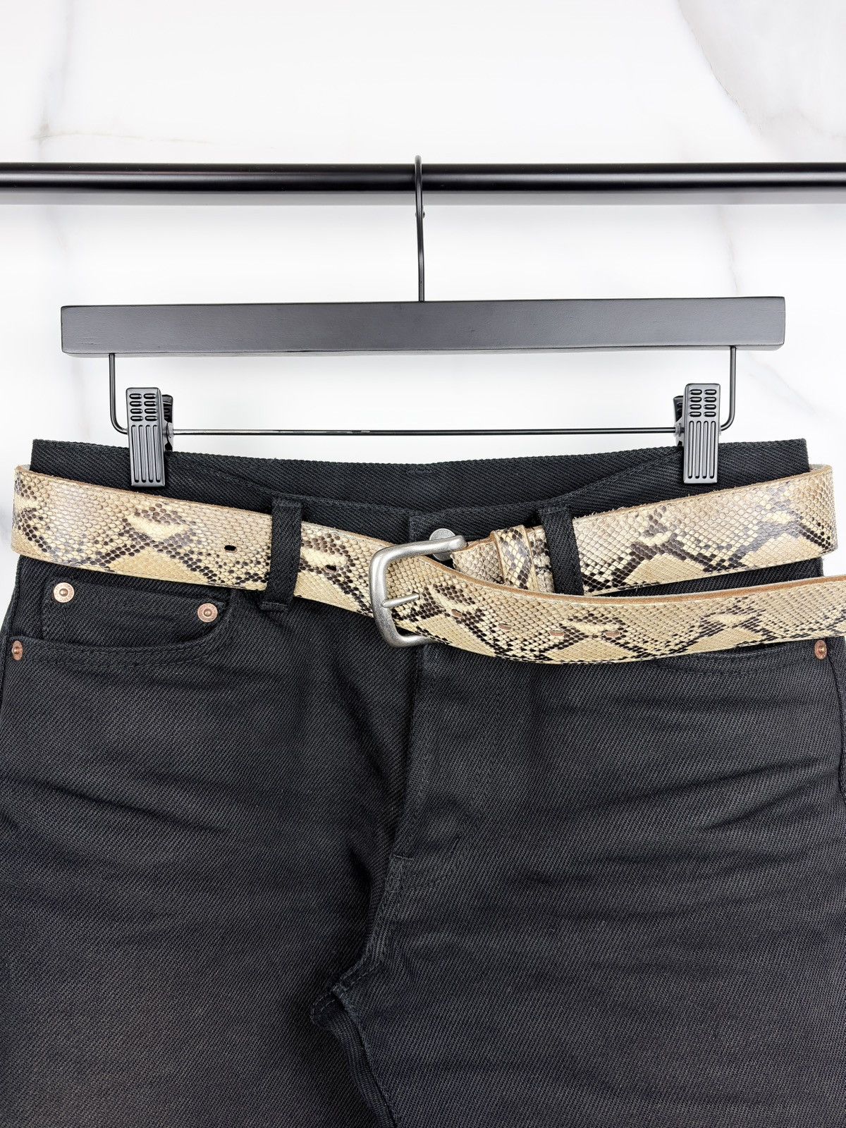 Junya Watanabe Junya Watanabe Snakeskin Silver Buckle Belt Tan Size ONE SIZE - 1 Thumbnail