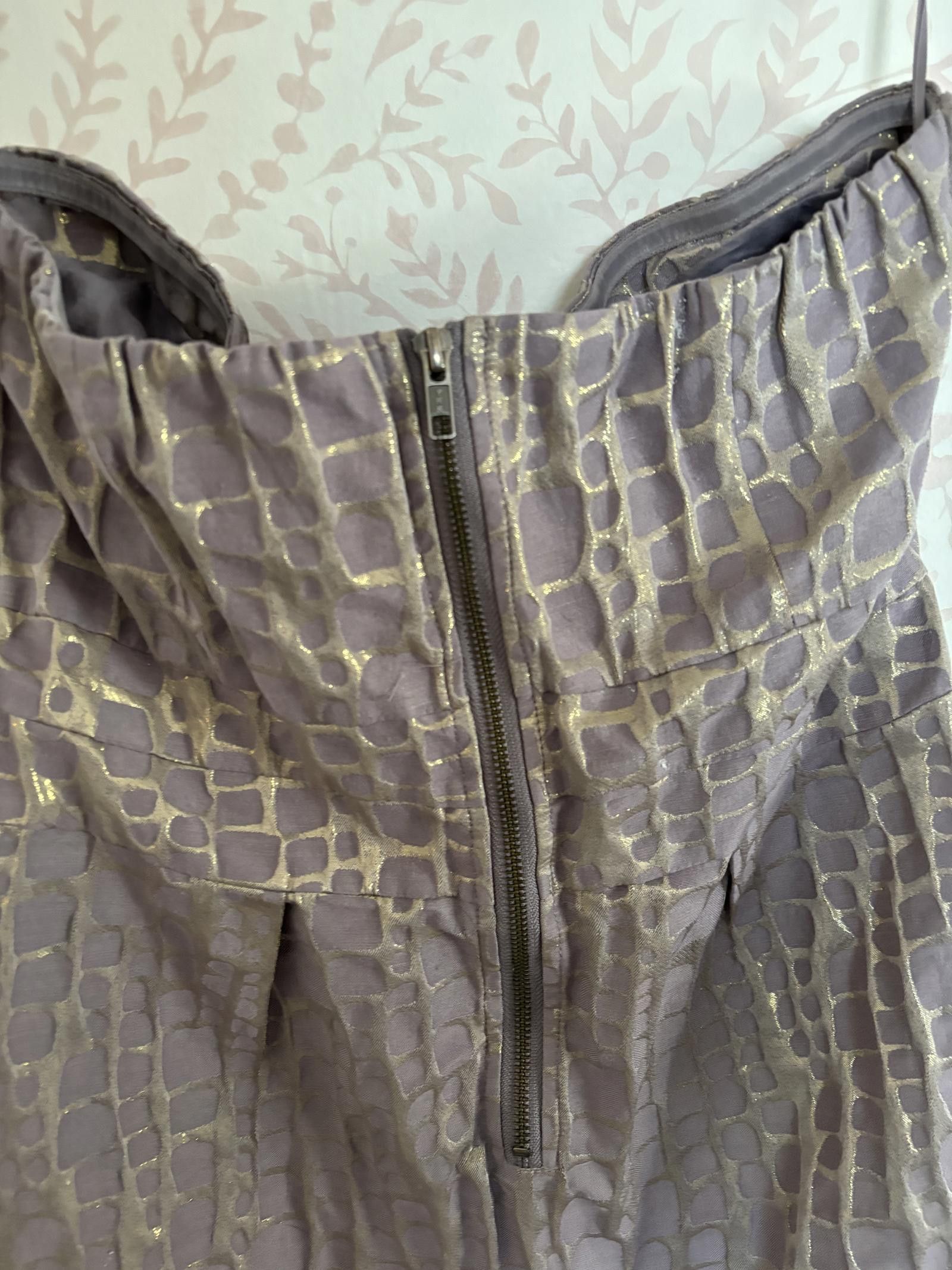 American Eagle Outfitters NWOT AE Gold and Taupe Stylish Strapless Print Dress Size XL / US 12-14 / IT 48-50 - 3 Thumbnail