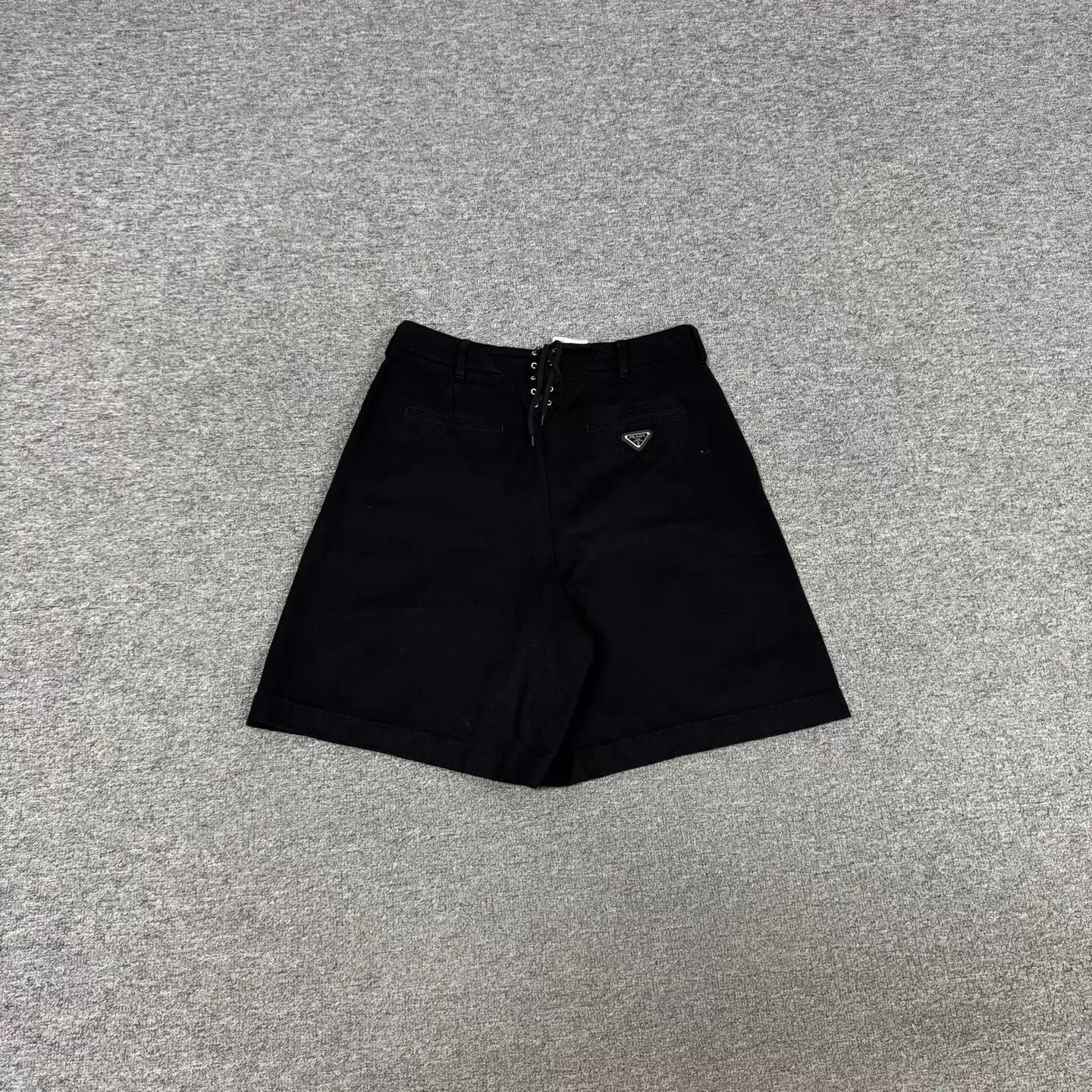 Prada Prada Black Triangle Logo Drawstring Short 42S 99New Size 28" / US 6 / IT 42 - 1 Thumbnail
