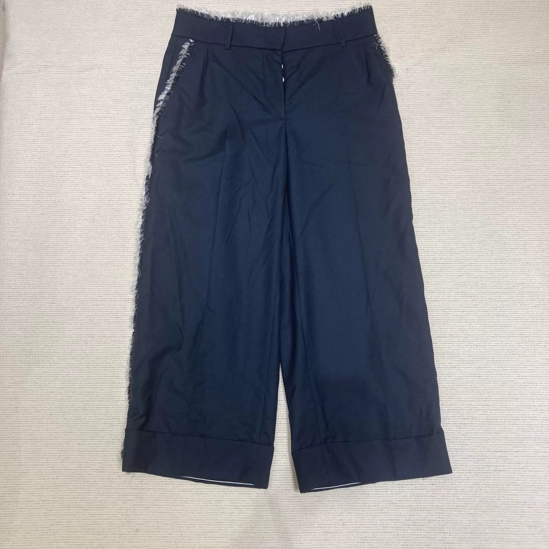 Thom Browne Navy Frayed Casual Trousers