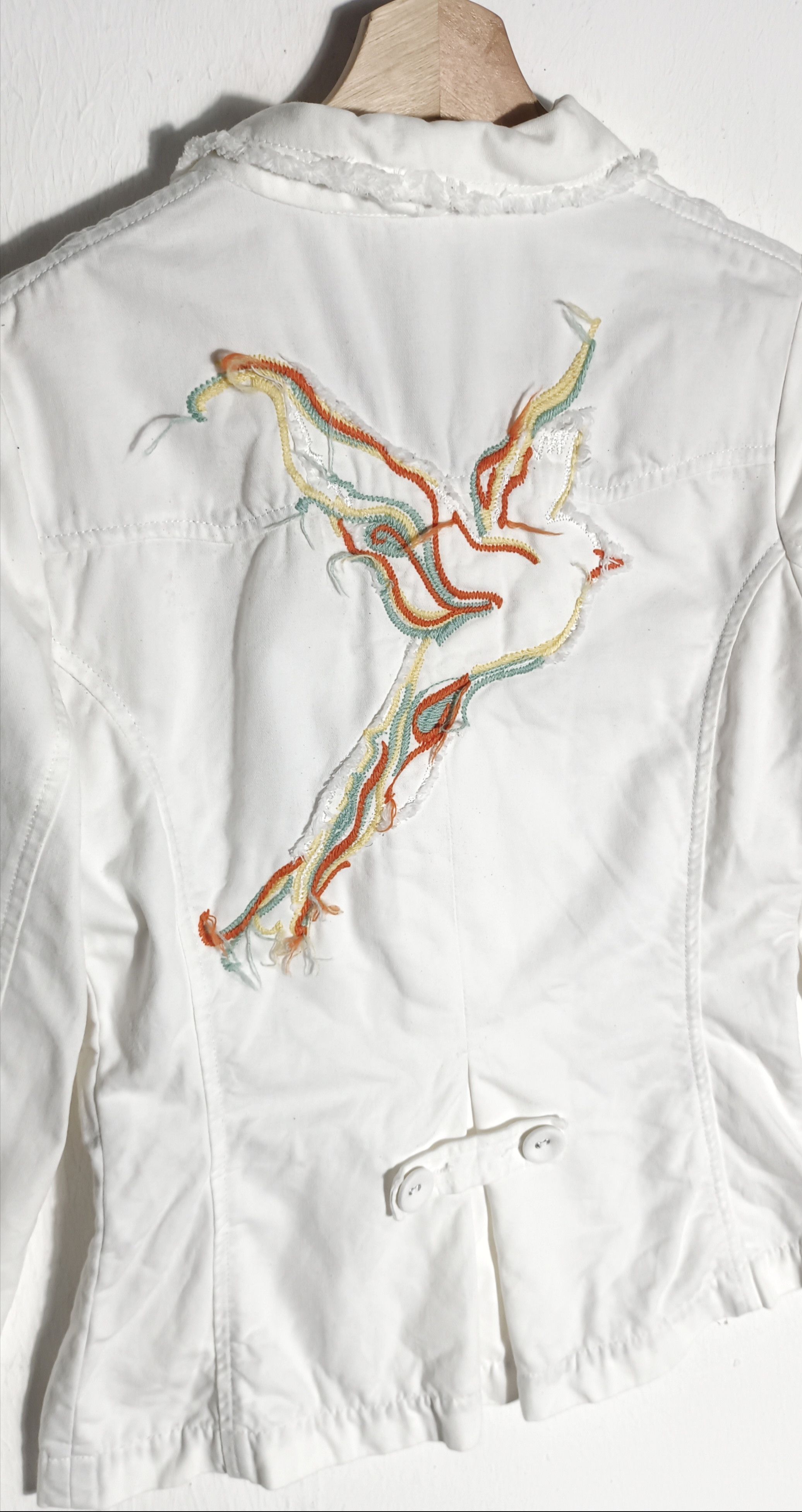 Art Comes First Jeans Jacket bird art by ohipie designer france Size S / US 4 / IT 40 - 15 Thumbnail