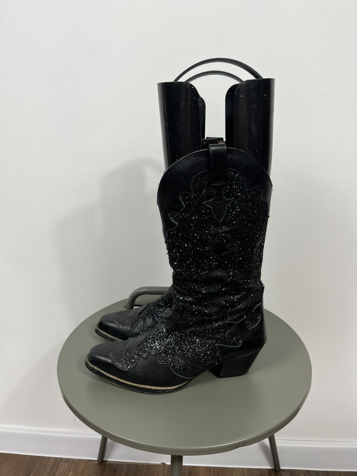 Other Black Glitter Cowboy Boots EU 39 Leather Spain Western Size US 8 / IT 38 - 4 Thumbnail