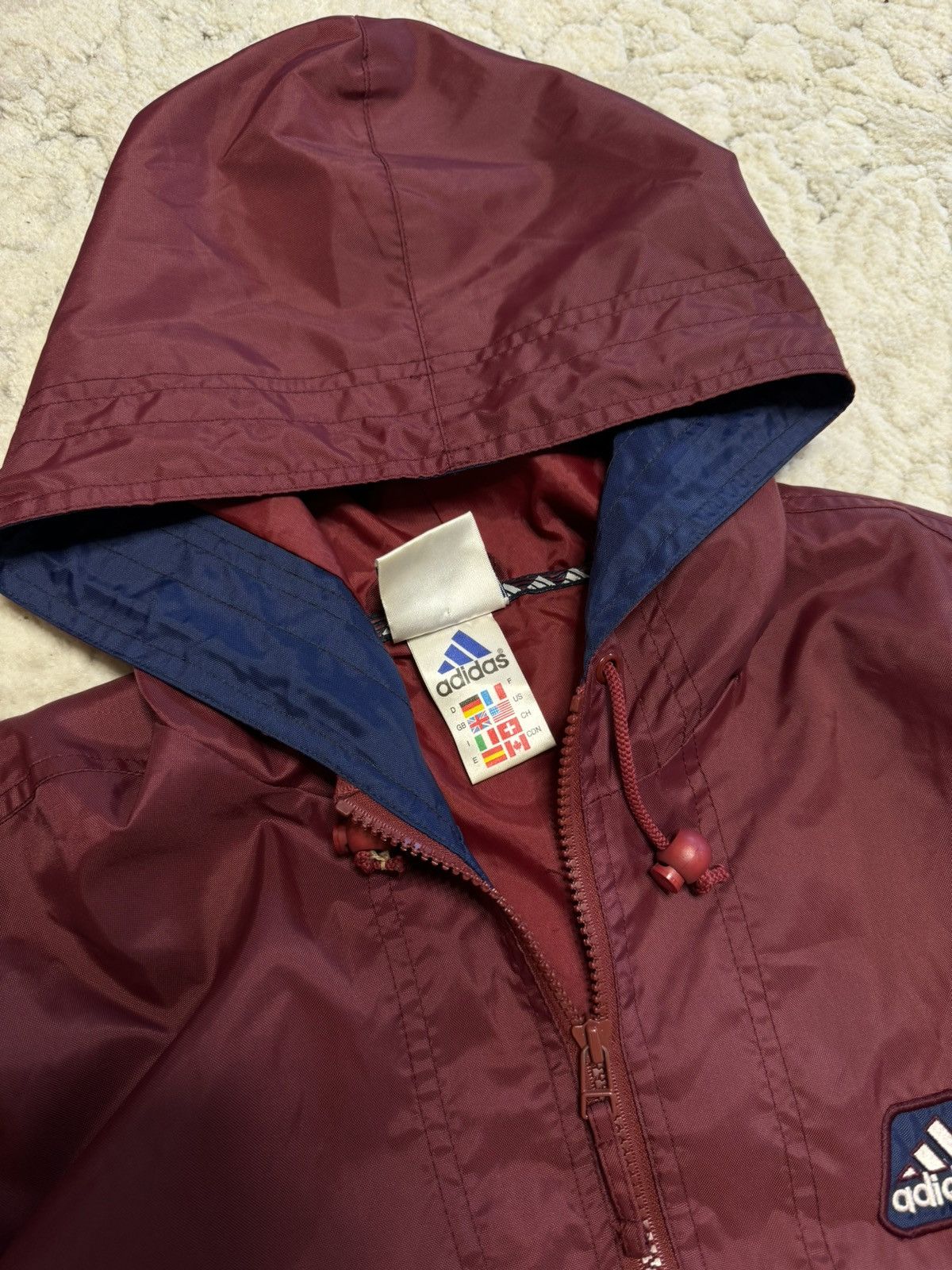 Adidas × Vintage Vintage Adidas Burgundy Anorak Nylon Jacket Size US XL / EU 56 / 4 - 11 Thumbnail