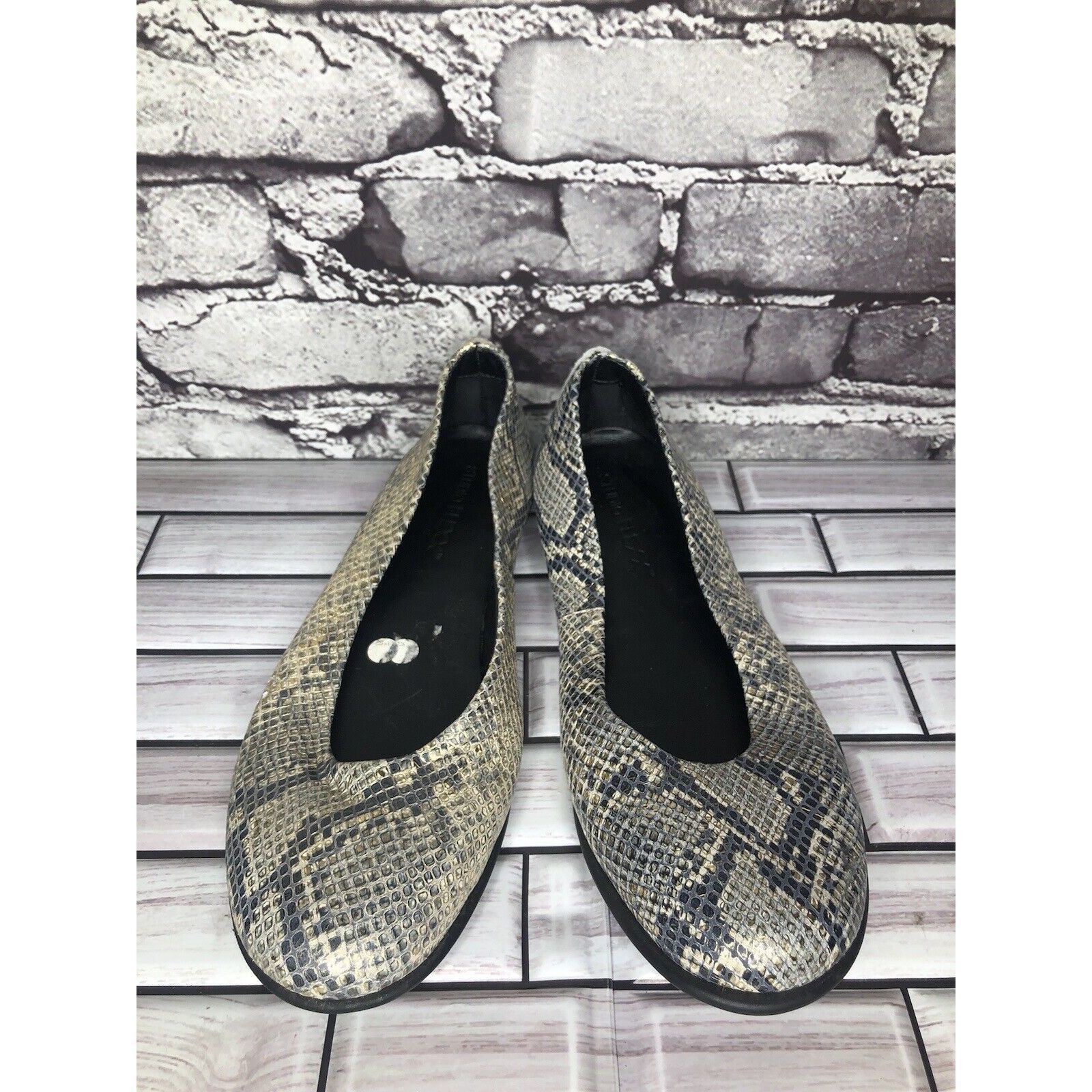 A-Flex The Flexx Gray Python Snake Skin Round Toe Wedge Flats Shoes Size US 8 / IT 38 - 15 Thumbnail