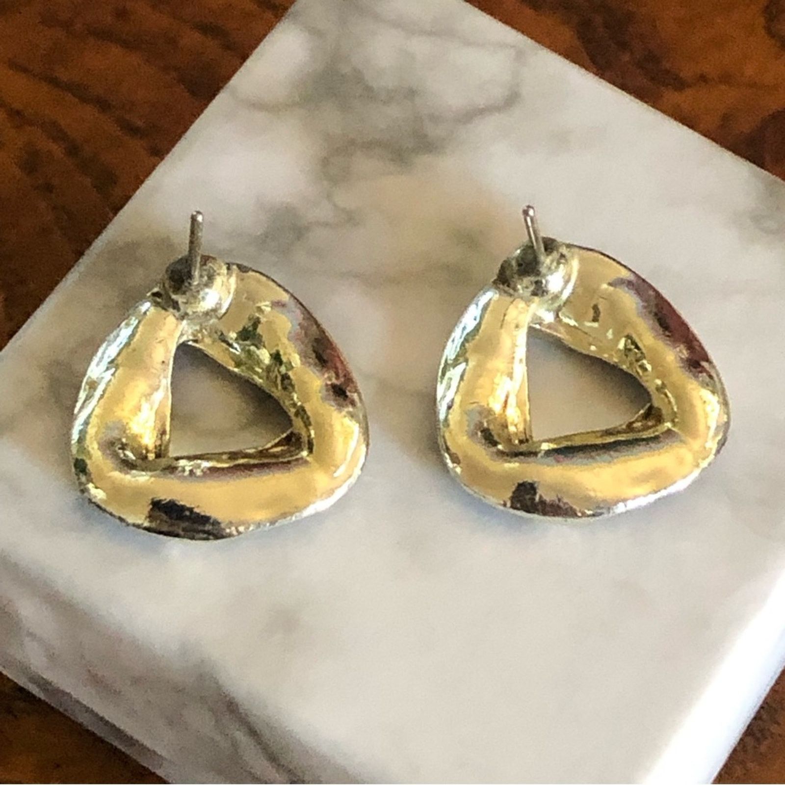 Vintage Vintage 70s black enamel triangle shape pierced earrings Size ONE SIZE - 5 Thumbnail
