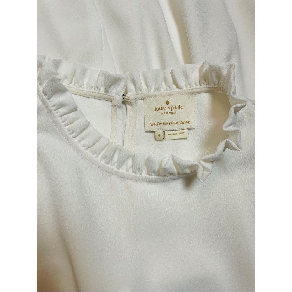 Kate Spade Kate Spade Ruffle Trim Fit & Flare White Dress Size 4 Size S / US 4 / IT 40 - 7 Thumbnail