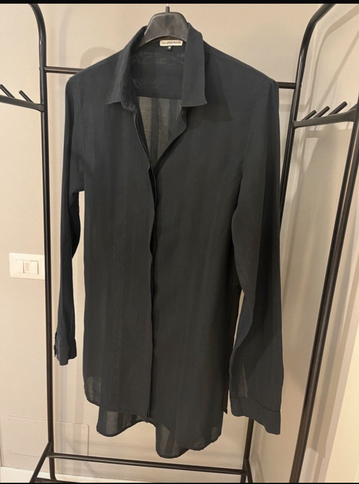 Ann Demeulemeester Black Ann Demeulemeester Asymmetrical Tie Longsleeve Shirt Size XS / US 0-2 / IT 36-38 - 2 Thumbnail