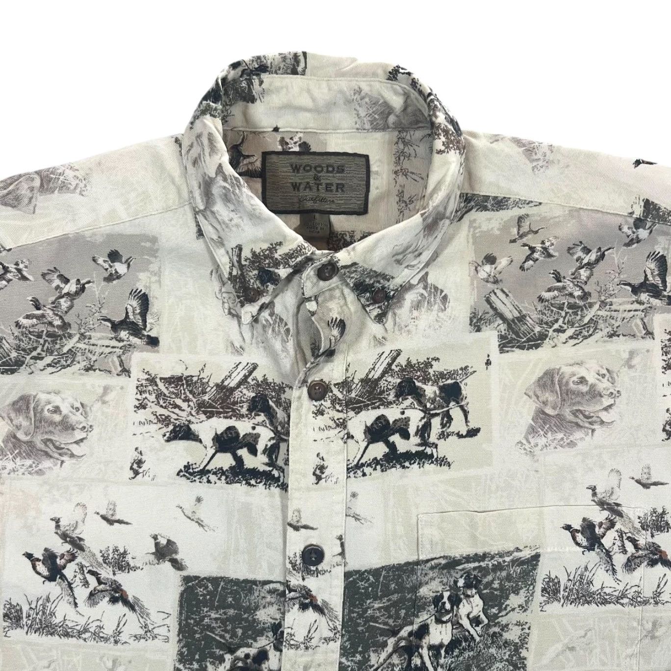 Vintage Vintage Woods & Water Labrador Wildlife All-Over Print Long Sleeve Button-Up Shirt Large XL Shirt Mens Multicoloured Animals 90s Theme #BY136 Size US L / EU 52-54 / 3 - 2 Thumbnail