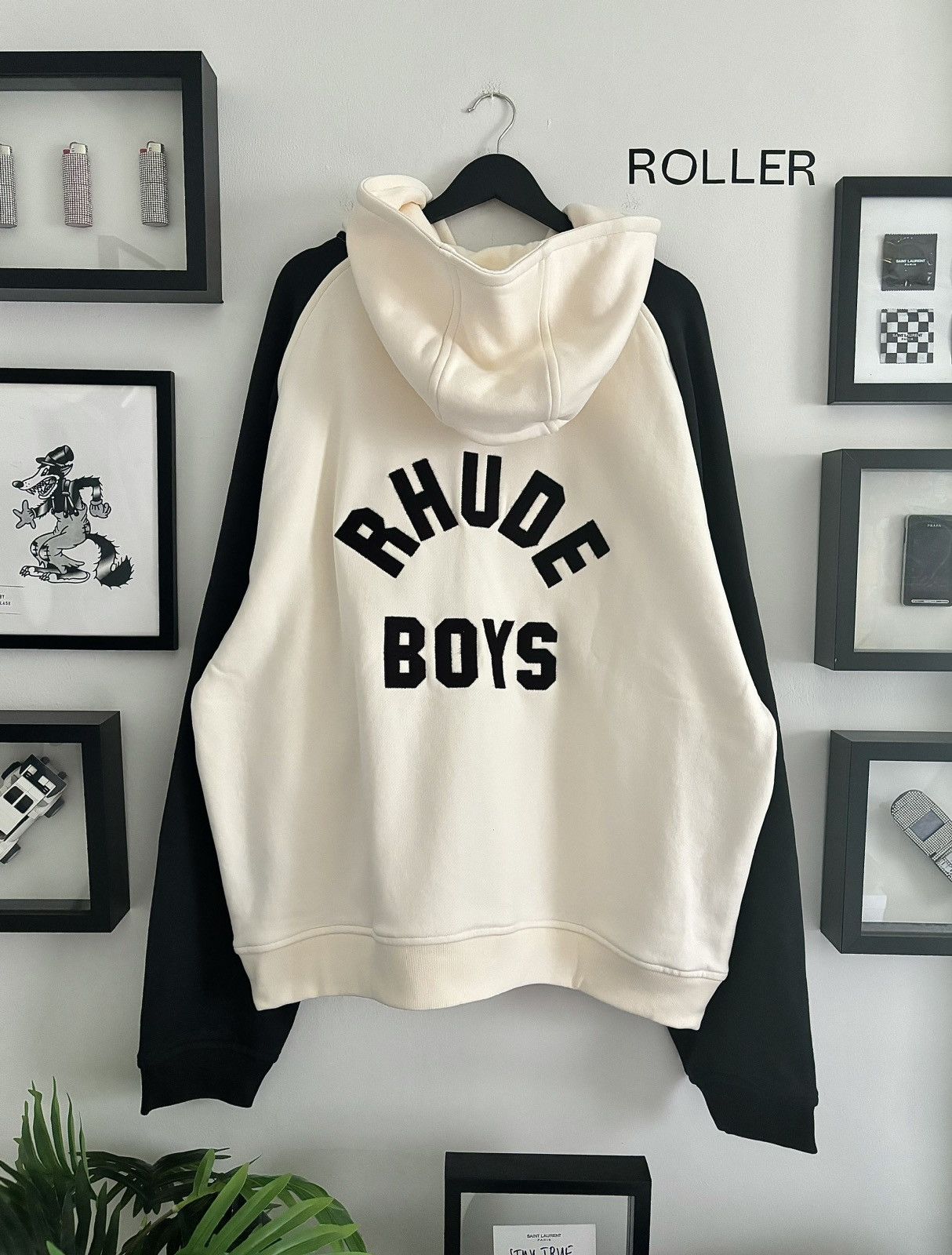 Image of Exclusive “Rhude Boys” Pill Zip Boxing Hoodie in Cream, Men's (Size 2XL)