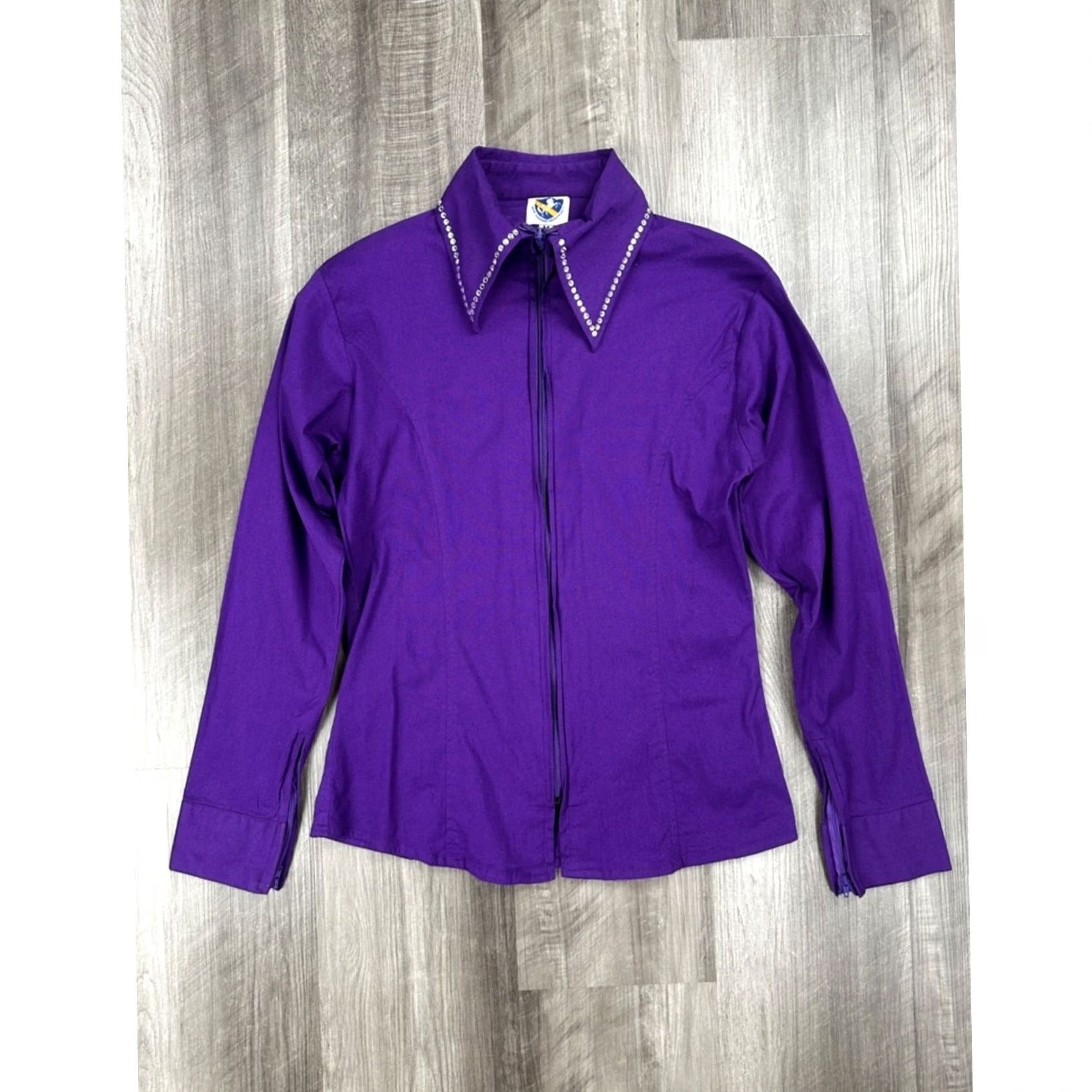 Vintage Royal Highness Equestrian Blouse Women's Medium Purple Shirt Size M / US 6-8 / IT 42-44 - 2 Thumbnail