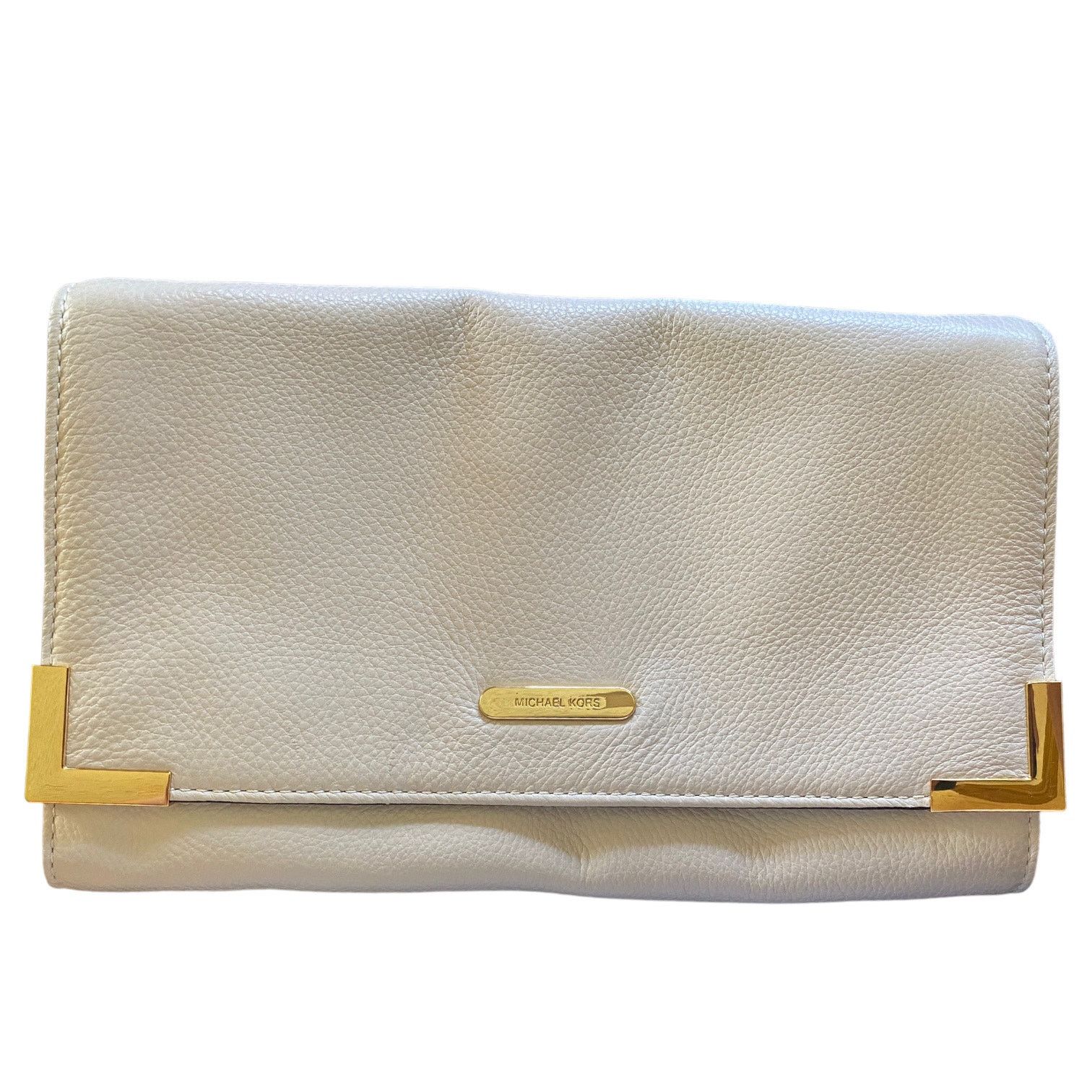 Michael Kors Michael Kors EUC Off White Pebbled Leather Clutch Purse Size ONE SIZE - 3 Thumbnail