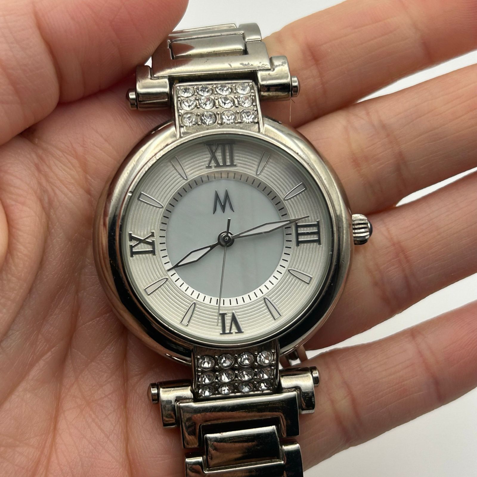Other M MEI64 Silver Tone Crystals St. Steel Watch New Battery Size ONE SIZE - 6 Thumbnail