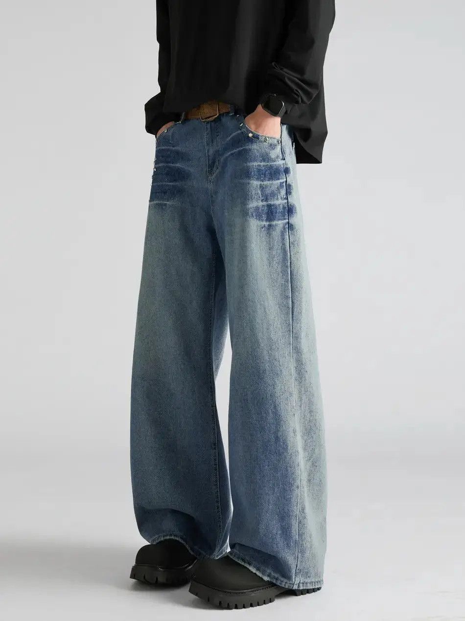 Japanese Brand Retro loose wide leg lightning jeans Size US 32 / EU 48 - 4 Thumbnail