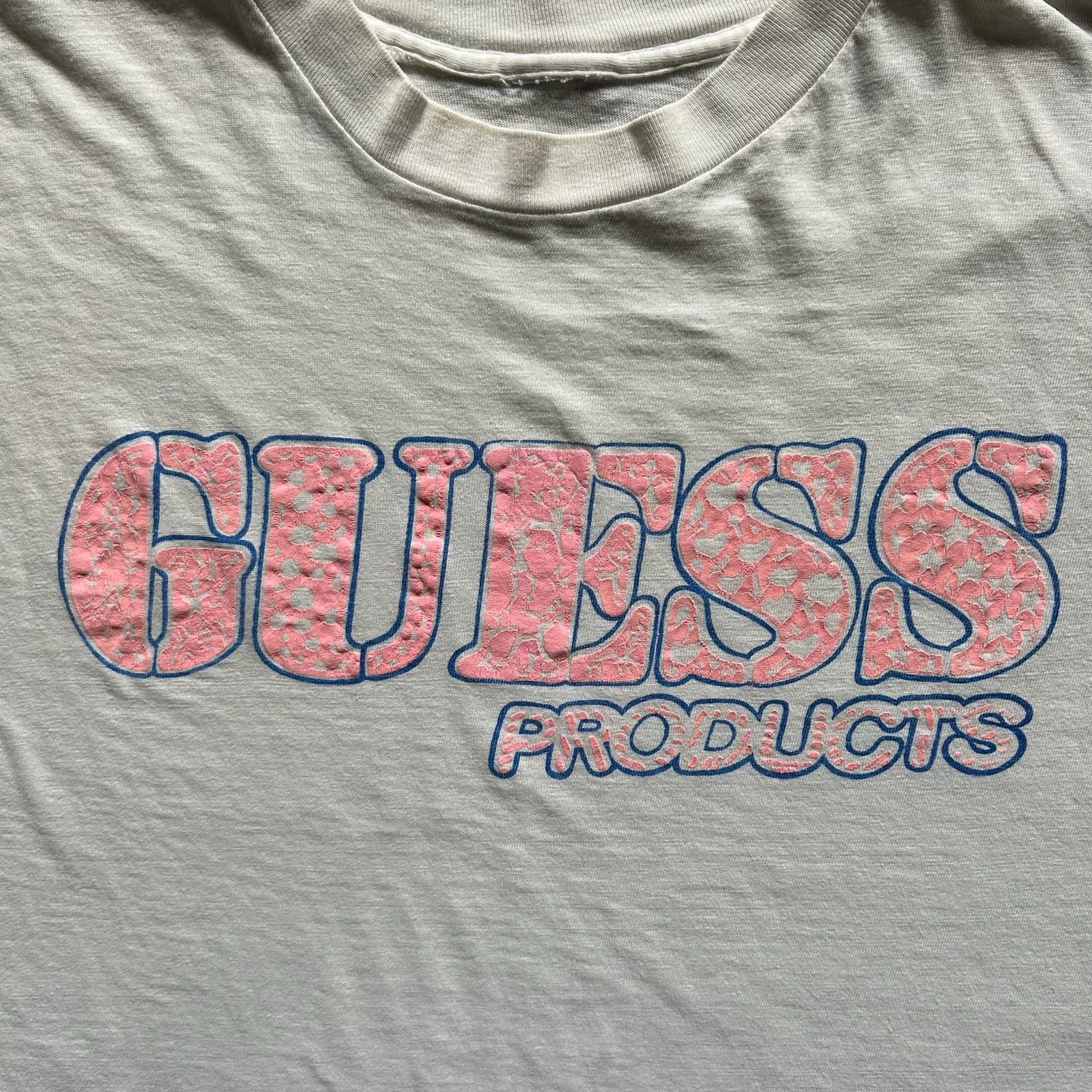 Guess Vtg 80s GUESS Products Vintage Puff Print Star Logo T-Shirt Size US XL / EU 56 / 4 - 1 Thumbnail
