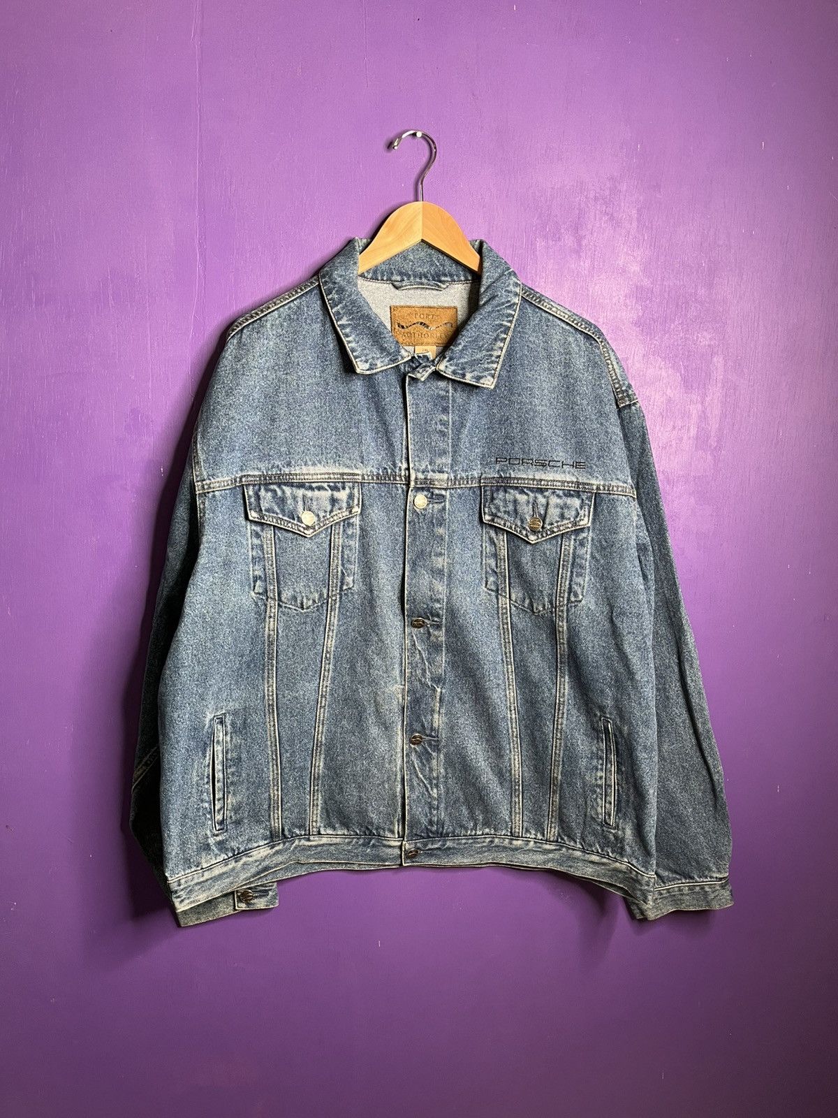 Vintage Vintage 90s Porsche big logo denim jacket Size US XXL / EU 58 / 5 - 1 Thumbnail