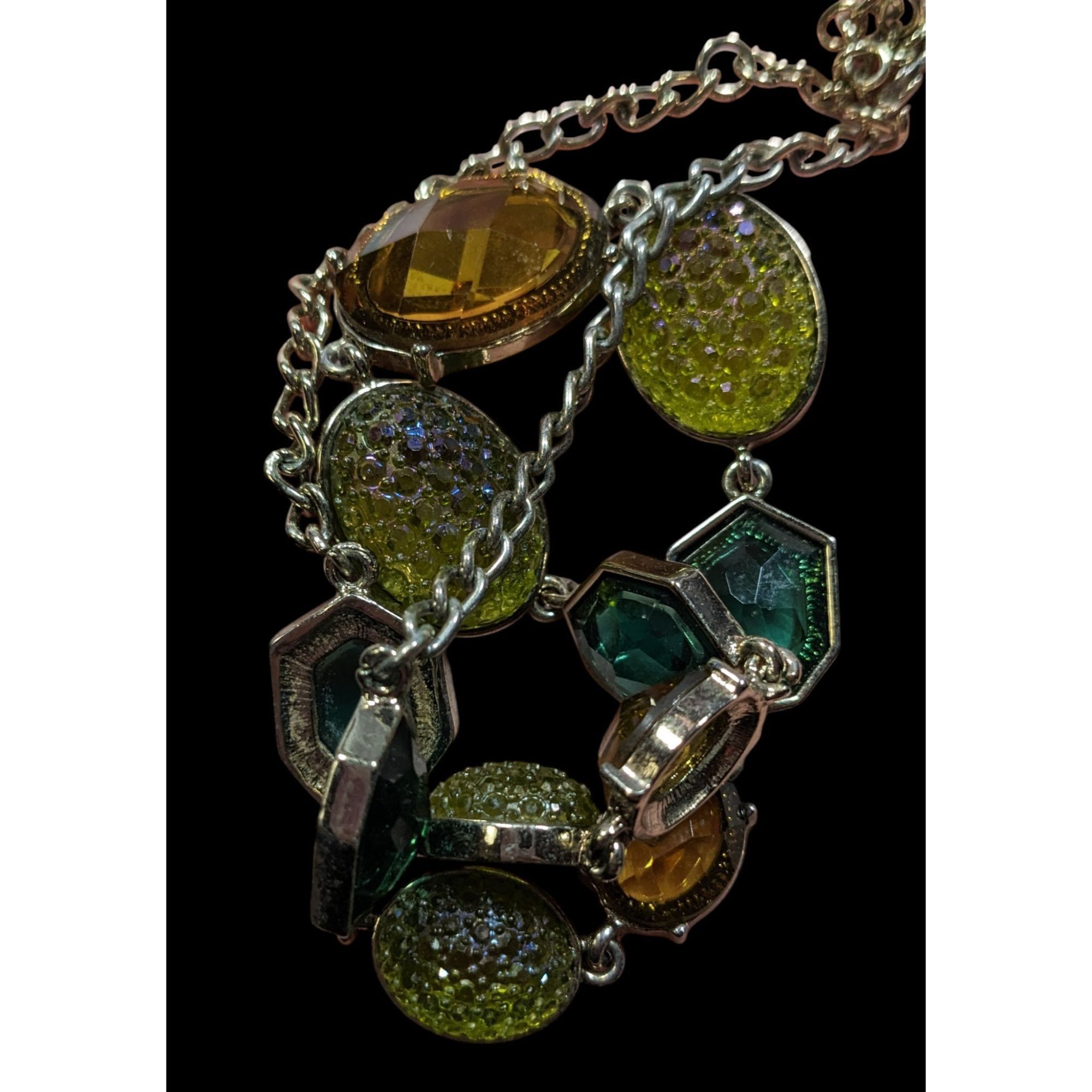 Other Vintage Green And Yellow Gemmed Statement Necklace Size ONE SIZE - 3 Thumbnail