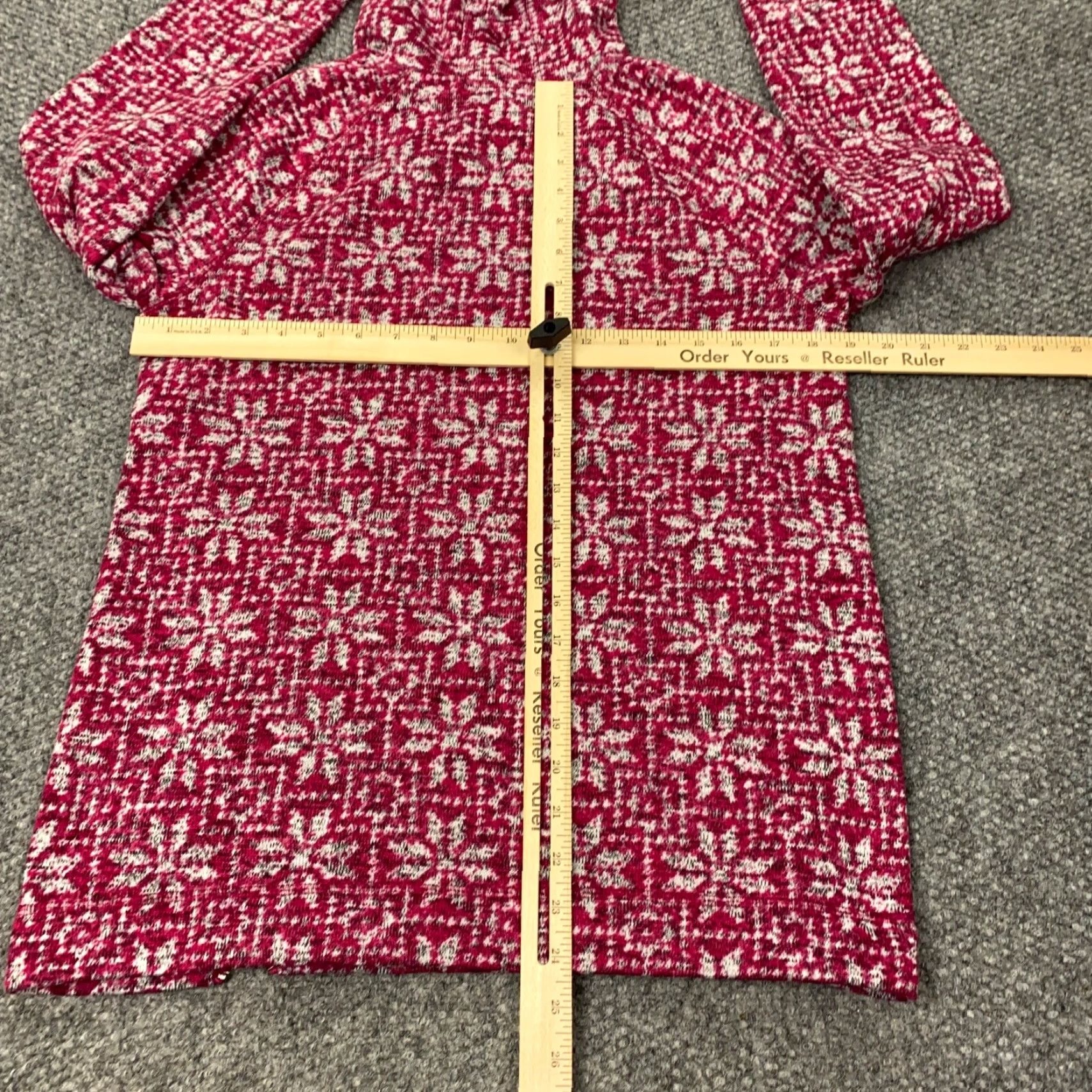 Talbots VINTAGE Talbots Hoodie Sweatshirt Womens Geometric Fleece Zip Pockets Hooded Red S Small Pullover Adult Womens Size S / US 4 / IT 40 - 6 Thumbnail