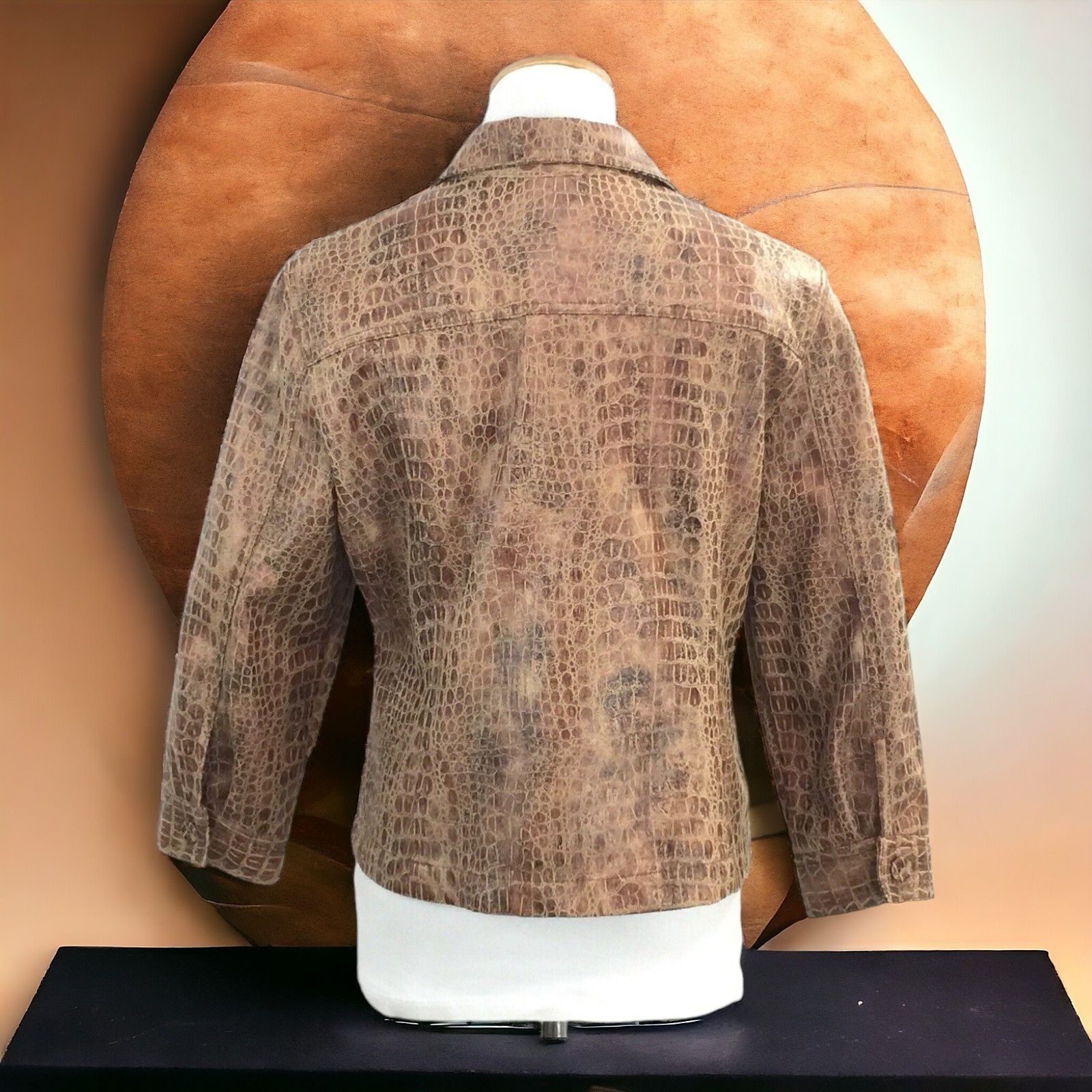 Designer Ruby Rd Faux Crocodile Print Brown Womens Jacket Quarter Sle Size XXL / US 16-18 / IT 52-54 - 10 Thumbnail
