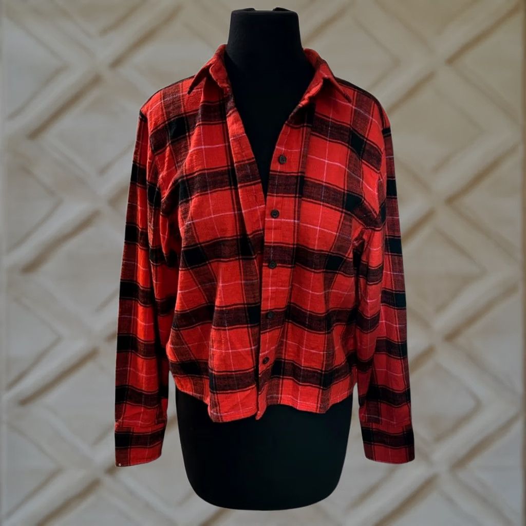 J.Crew NWT J.Crew Button-Down Shirt Womens 8 Red Black Buffalo Plaid Flannel Shirt Boyfriend fit? Size M / US 6-8 / IT 42-44 - 1 Thumbnail