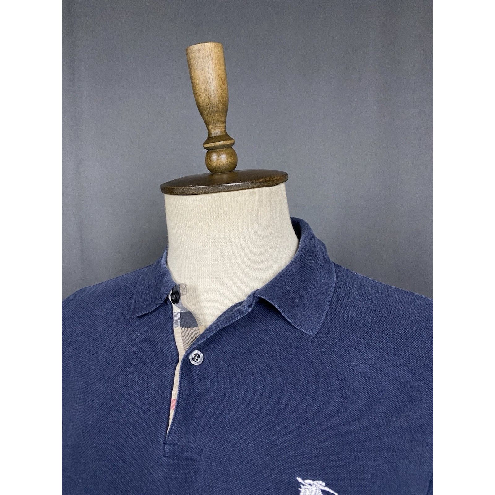Burberry Burberry Nova Check Collar Men's Blue Garment Dyed Polo T-Sh Size US S / EU 44-46 / 1 - 5 Thumbnail