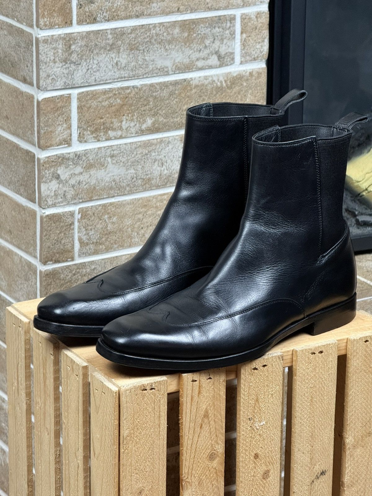 Gucci Mens Gucci Black Leather Chelsea Western Boots Size EUR 40 Size US 7 / EU 40 - 1 Thumbnail