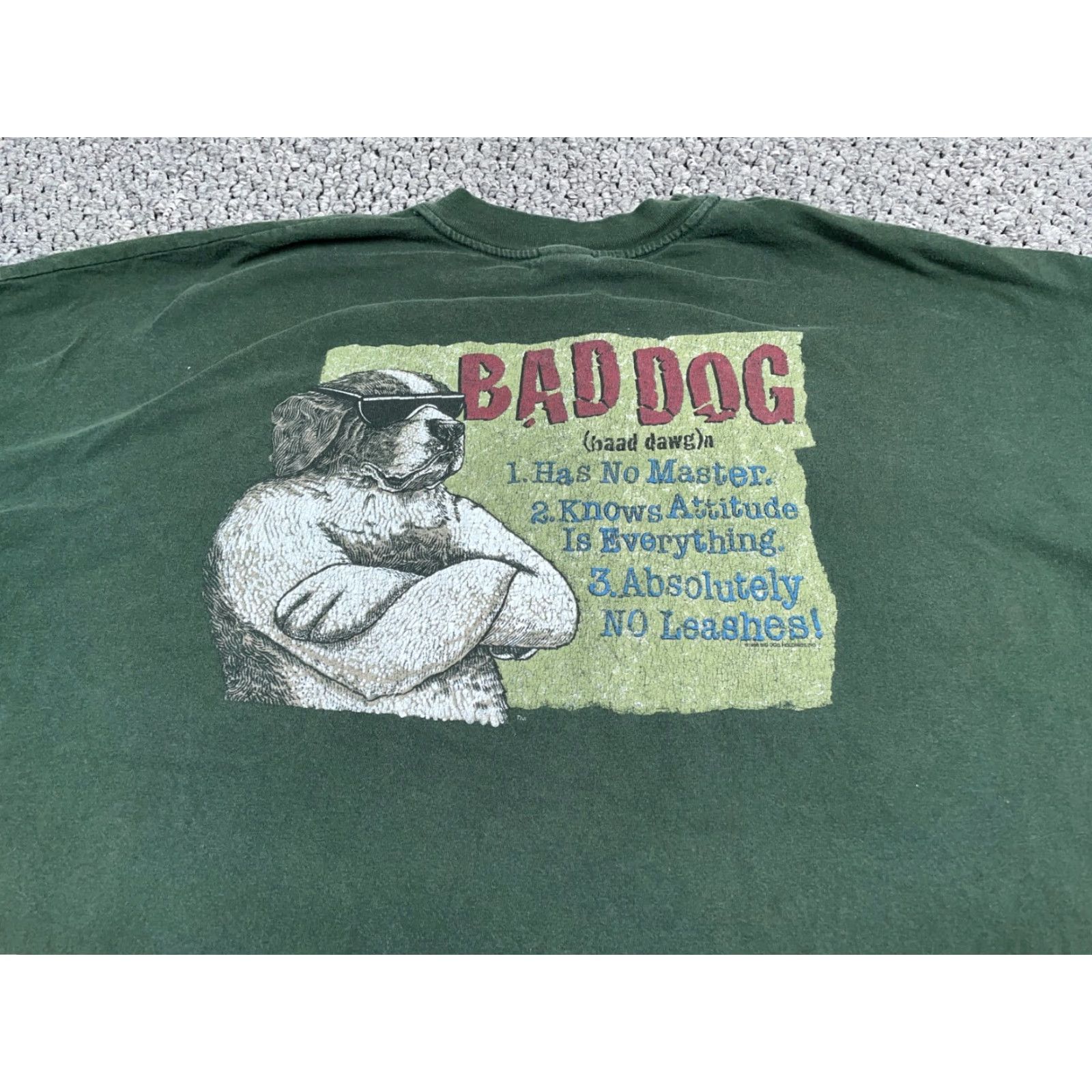 Big Dogs VTG 90s Big Dogs Bad Dog T-Shirt Adult Big 4X Green Cotton Graphic Print Double-Sided Men Shirt Mens 90s Animals Dog Funny Retro Vintage Size US XXL / EU 58 / 5 - 4 Thumbnail