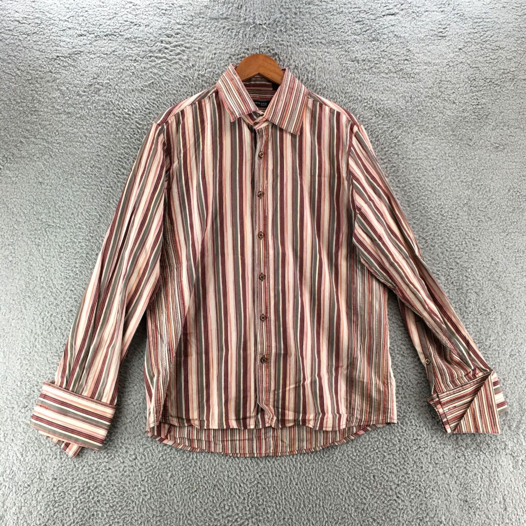 Kenneth Cole Kenneth Cole Striped Long Sleeve Shirt Mens L Pink Cotton Blend Button Up Casual Size US L / EU 52-54 / 3 - 2 Thumbnail