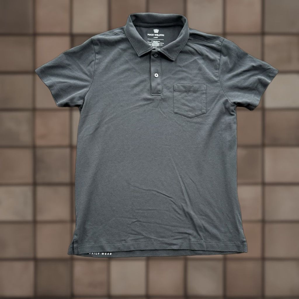 Mack Weldon Polo Shirt Men L Black Mock-Wh